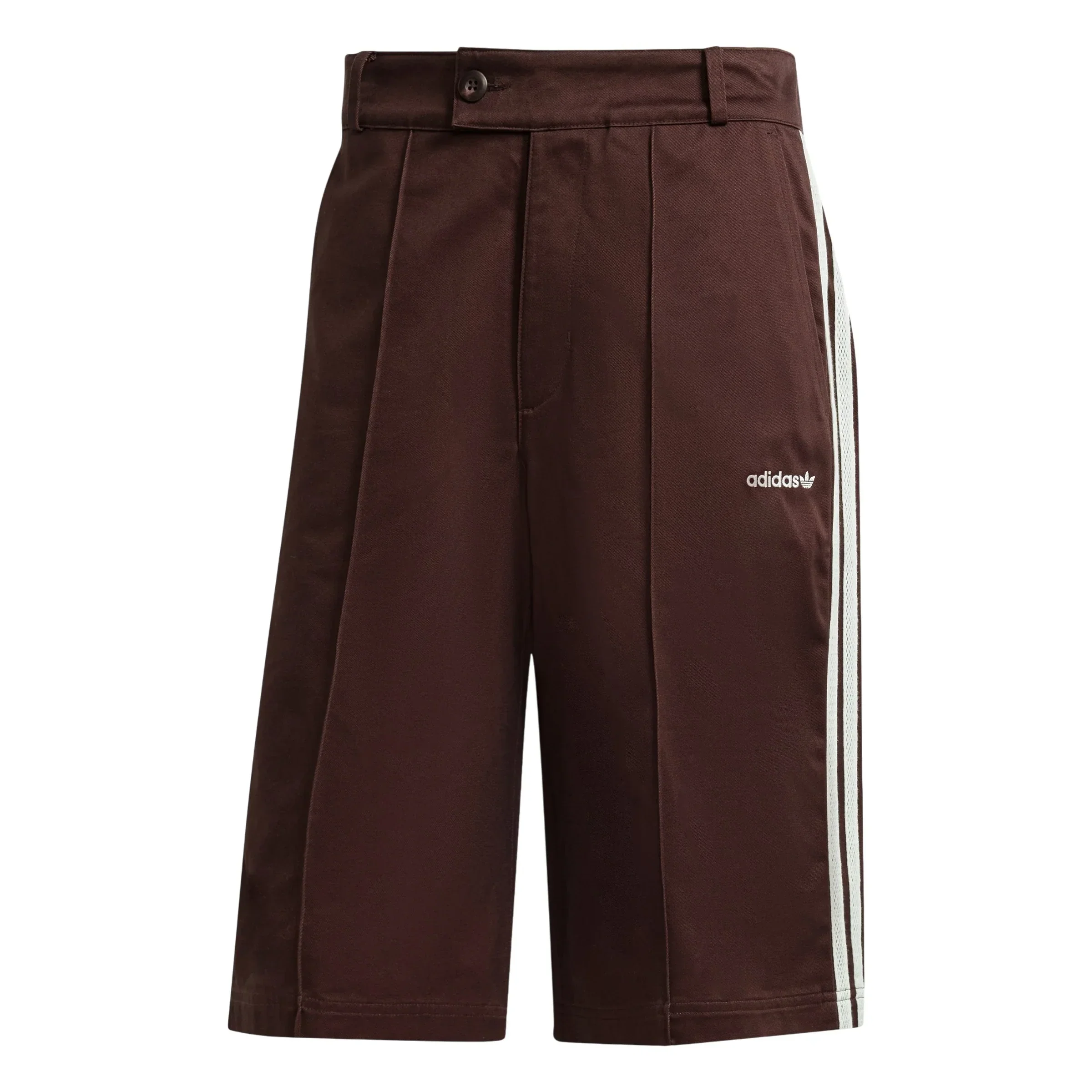 adidas Originals 80s Loose Buttoned 3-Stripes 11-Inch Bermuda Shorts - Shadow Brown