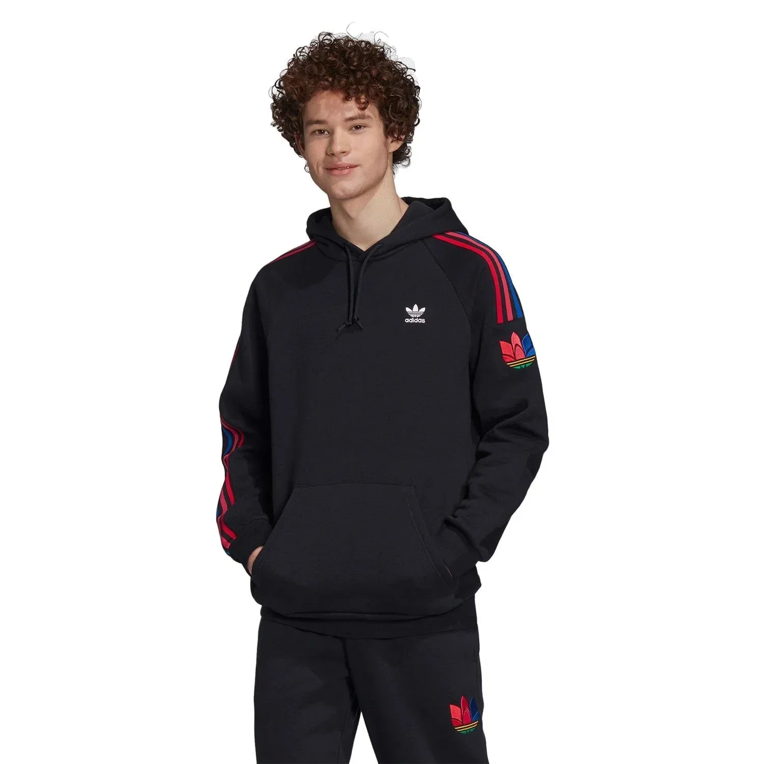 adidas Originals Adicolor 3D Trefoil 3-Stripes Hoodie - Black - Image 3