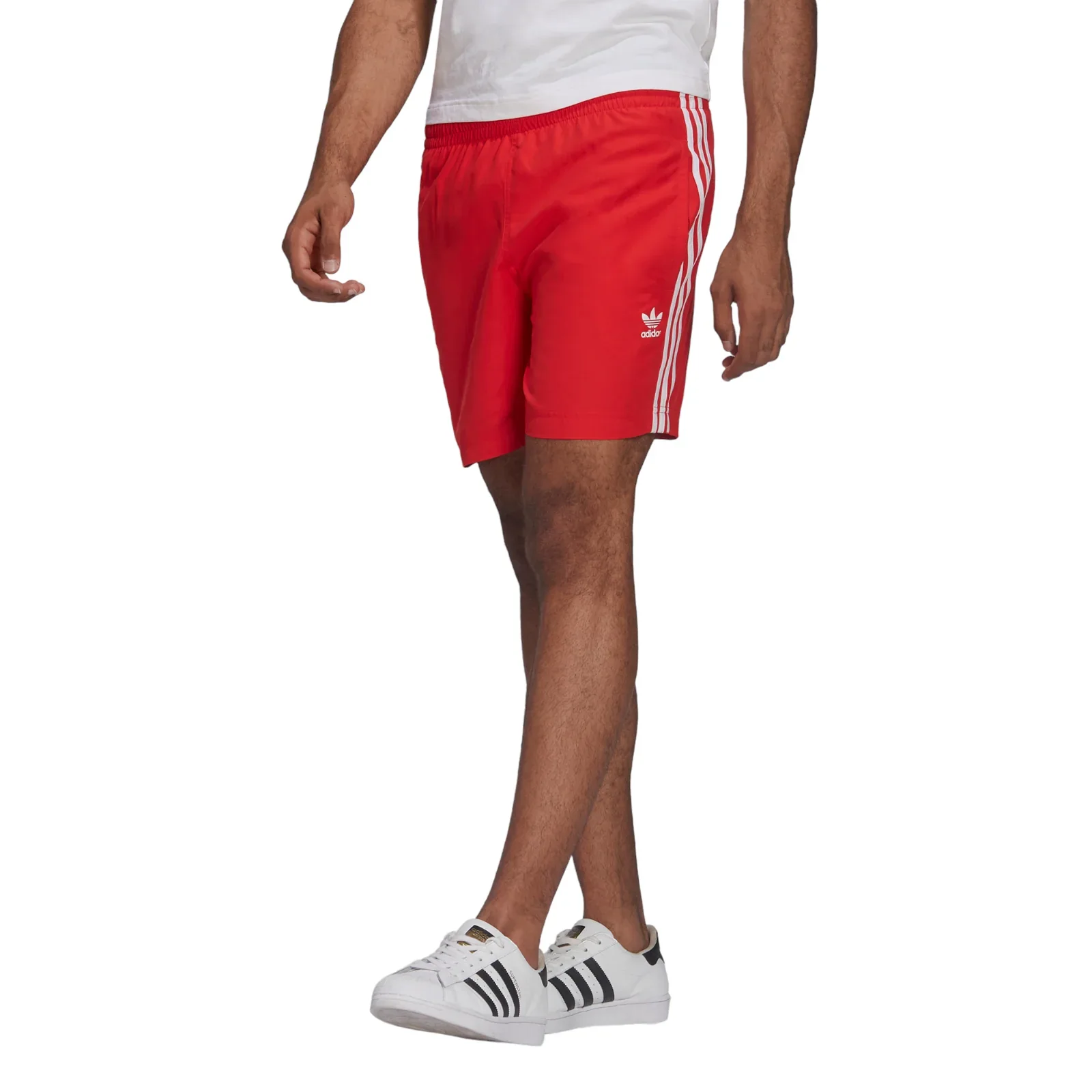 adidas Originals Adicolor Classics 3-Stripes Swim Shorts - Vivid Red - Image 2
