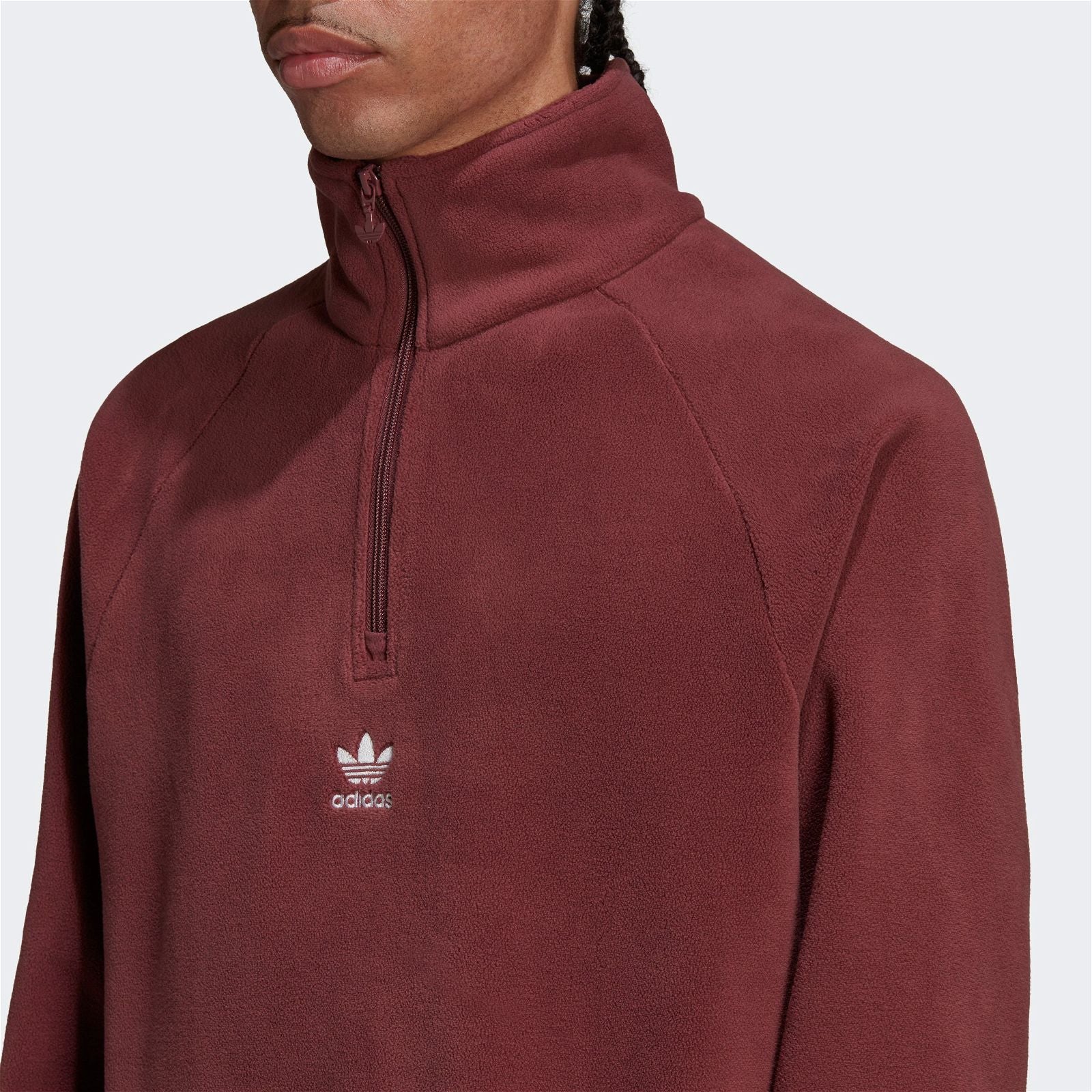 adidas Originals Adicolor Classics Teddy Fleece Half-Zip Jacket - Crimson - Image 4