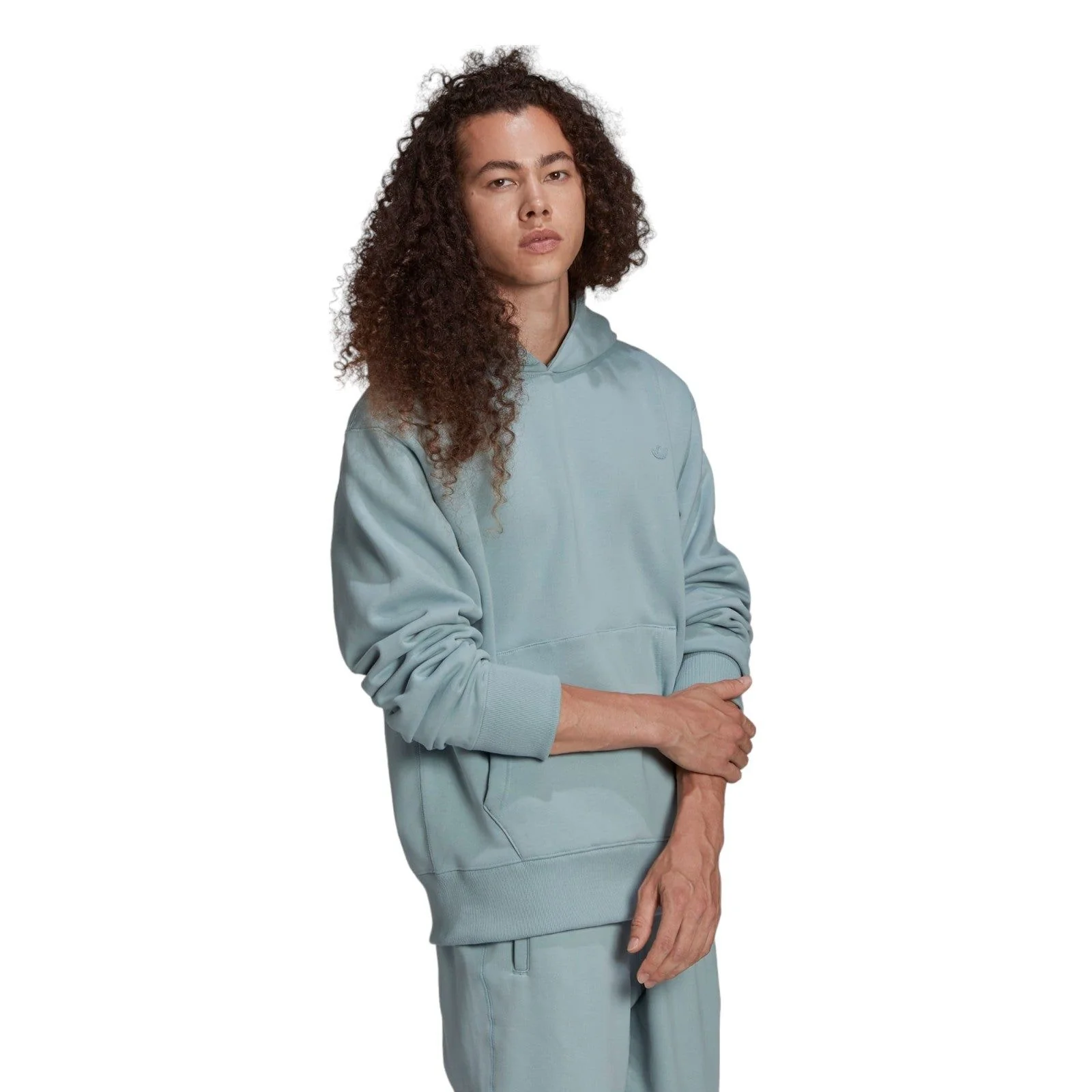 adidas Originals Adicolor Contempo Trefoil Hoodie - Magic Grey / Blue - Image 4
