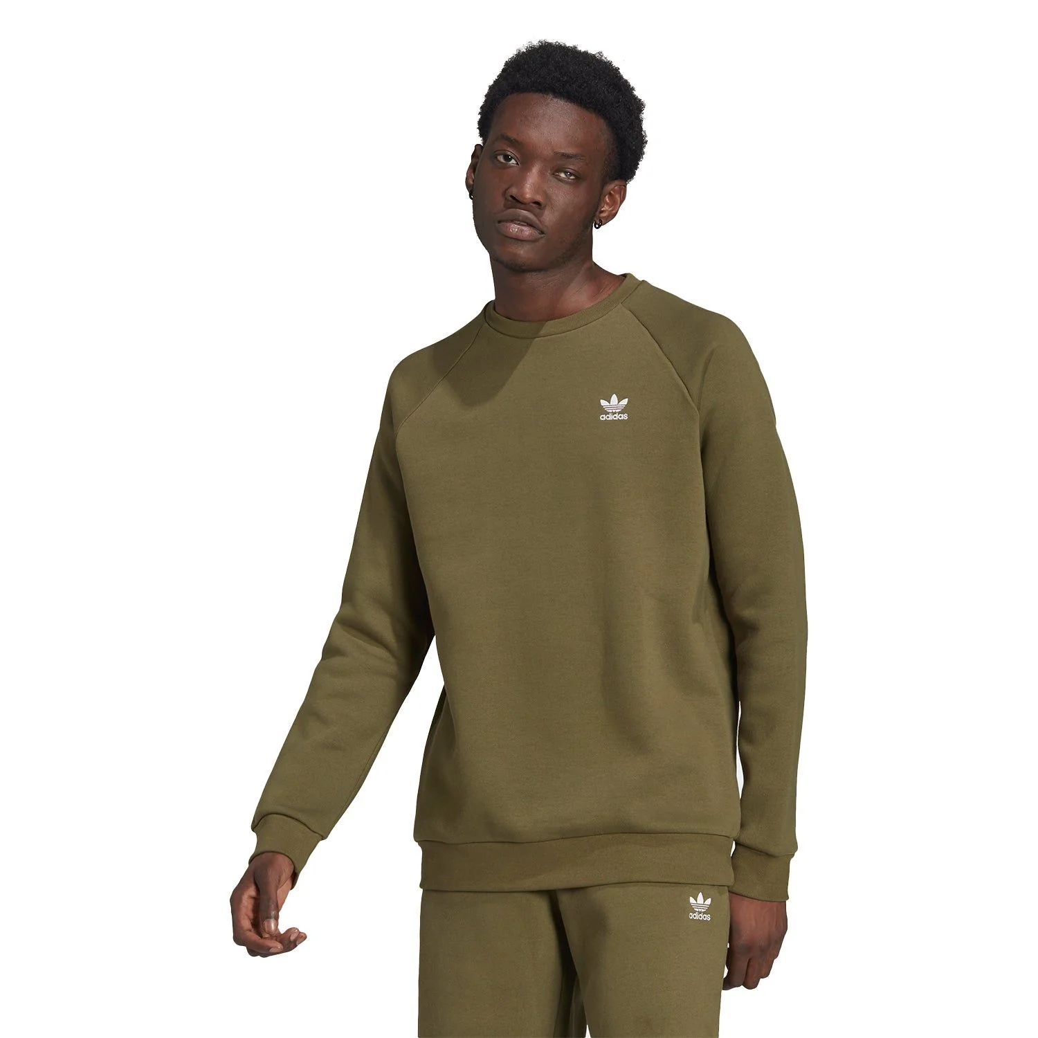 adidas Originals Adicolor Essentials Trefoil Crewneck Sweat - Focus Olive - Image 2