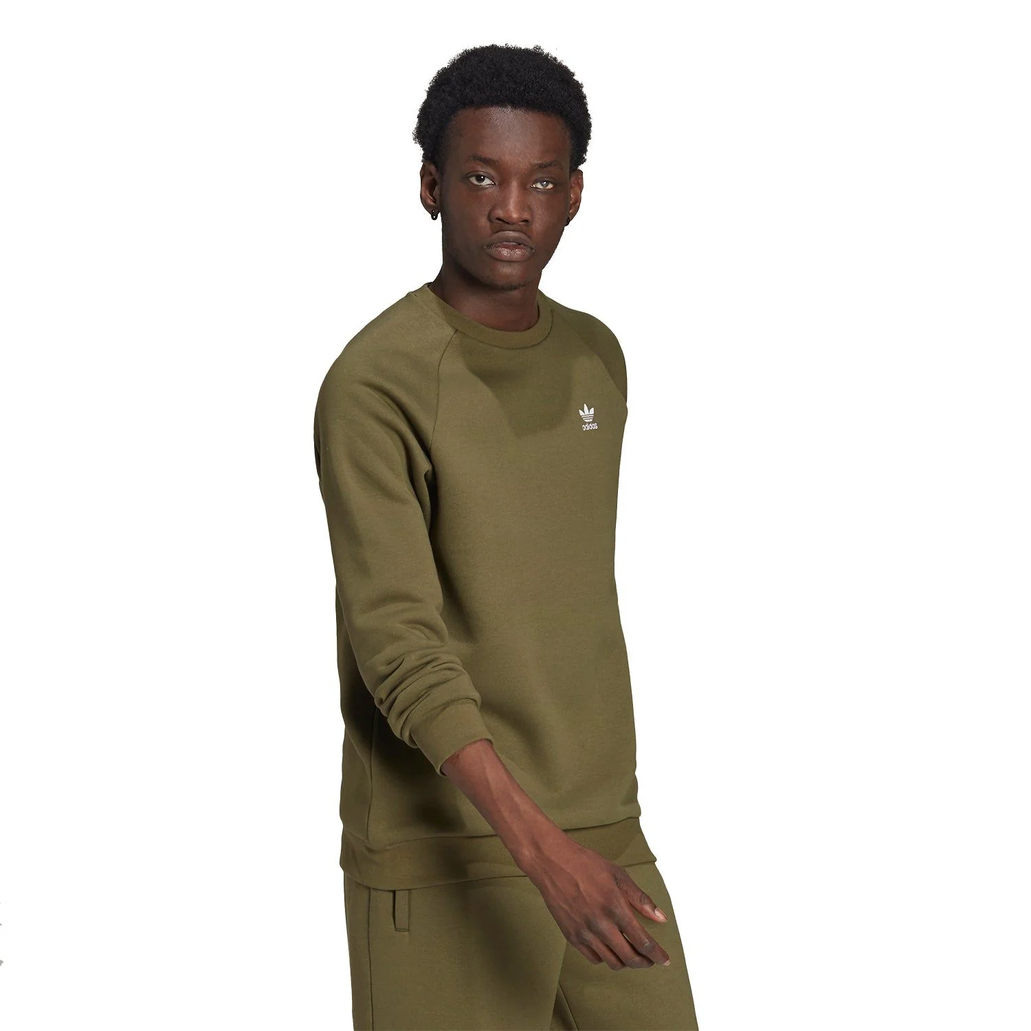 adidas Originals Adicolor Essentials Trefoil Crewneck Sweat - Focus Olive - Image 4