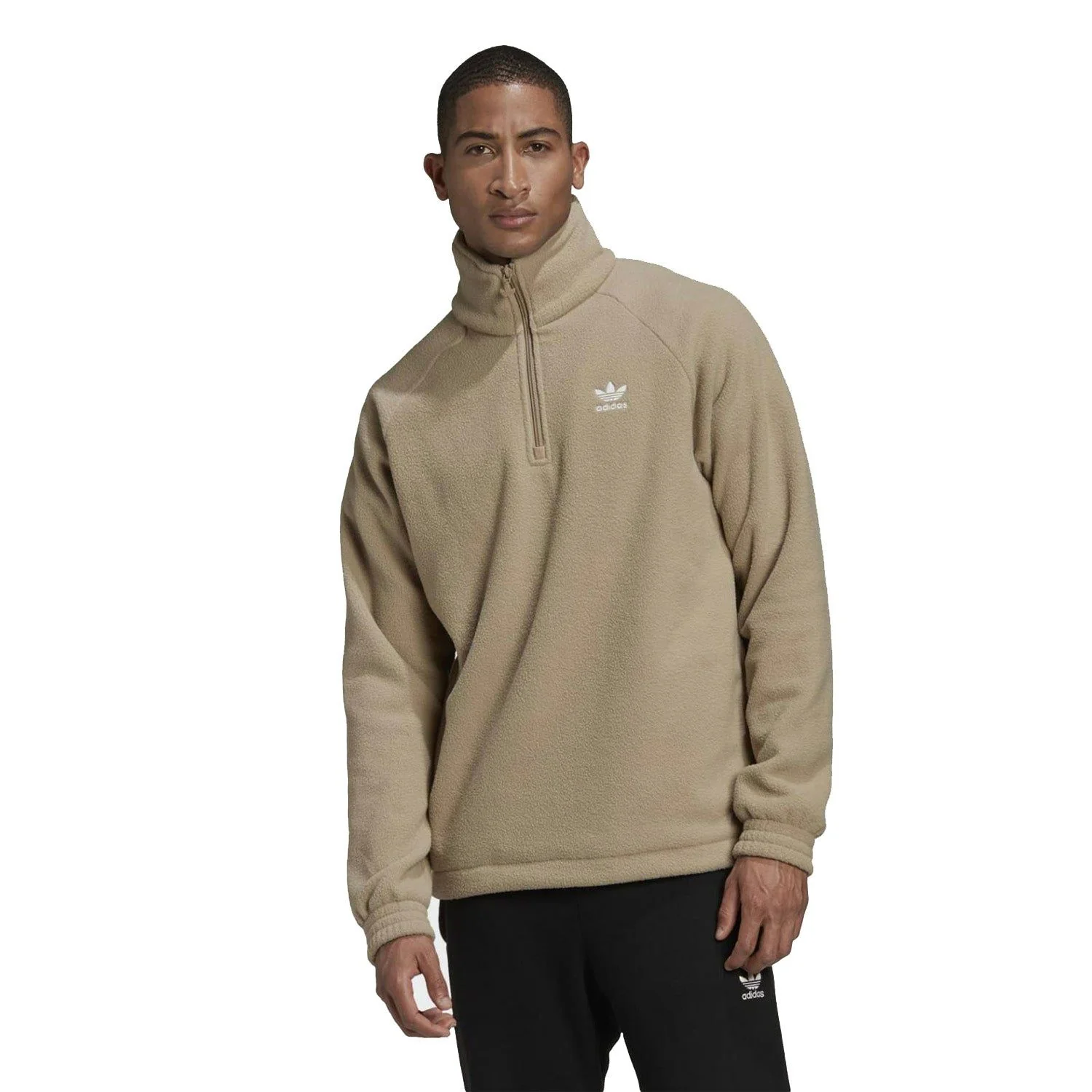 adidas Originals Adicolor Polar Fleece Half-Zip Sweatshirt - Beige - Image 3