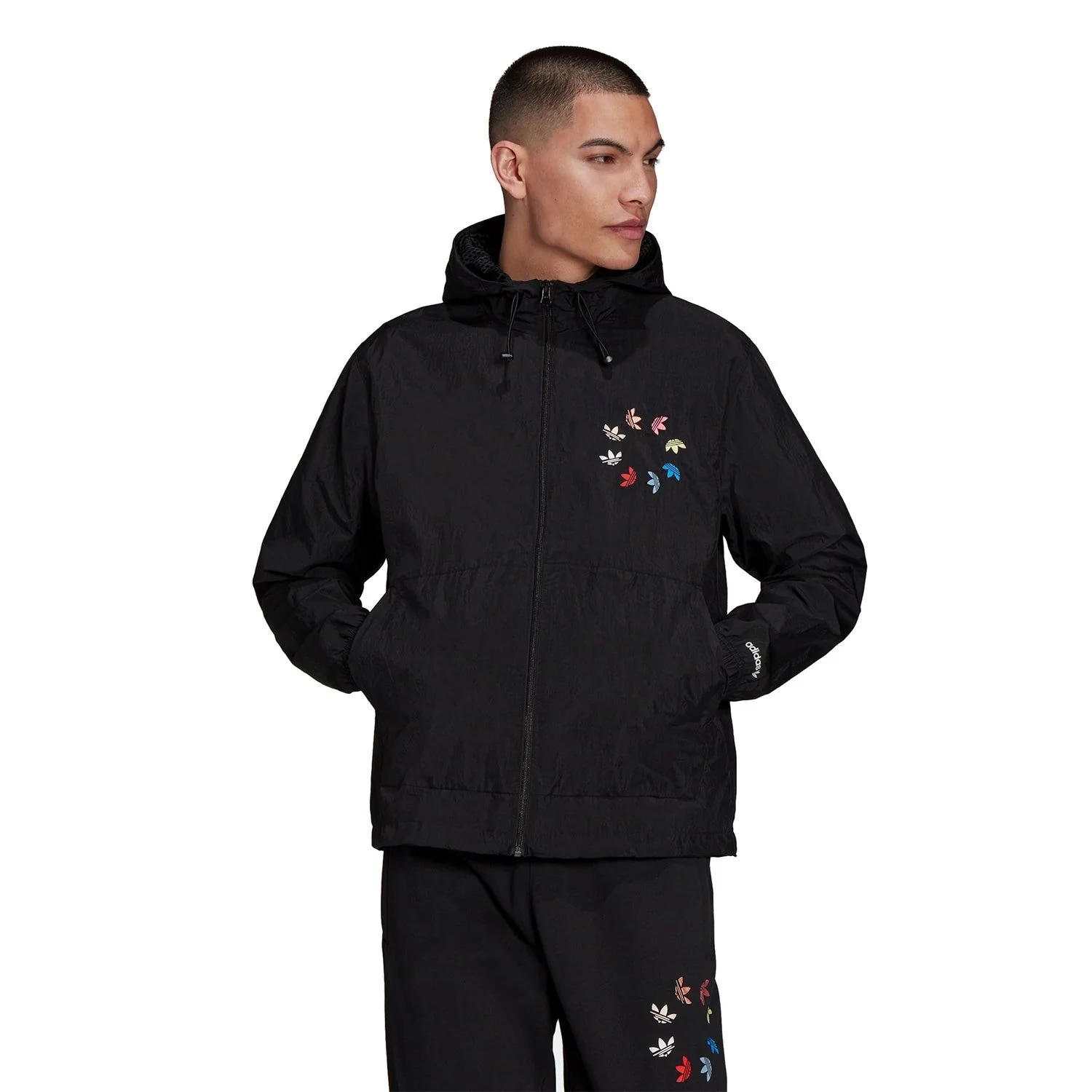 adidas Originals Adicolor Shattered Trefoil Windbreaker - Black - Image 2