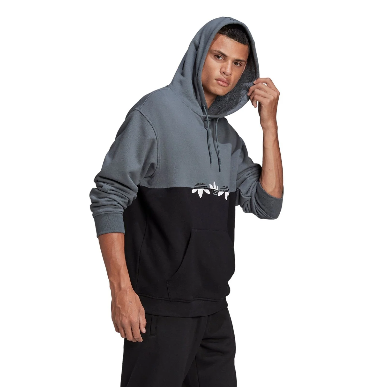 adidas Originals Adicolor Sliced Trefoil Hoodie - Black / Blue Oxide - Image 3