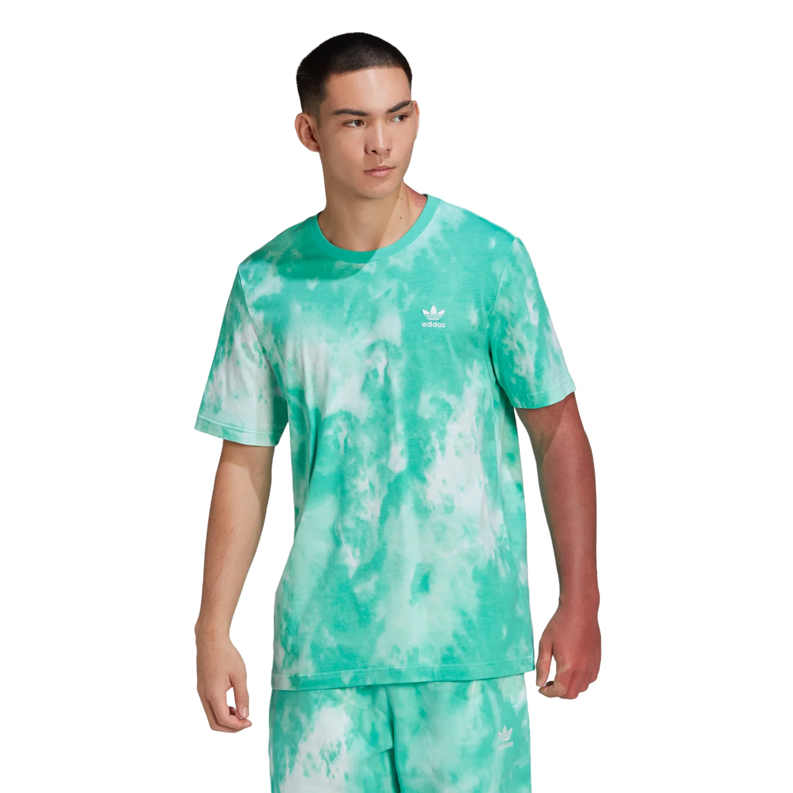 adidas Originals Adicolor Trefoil Tie Dyed T-Shirt - Green - Image 2