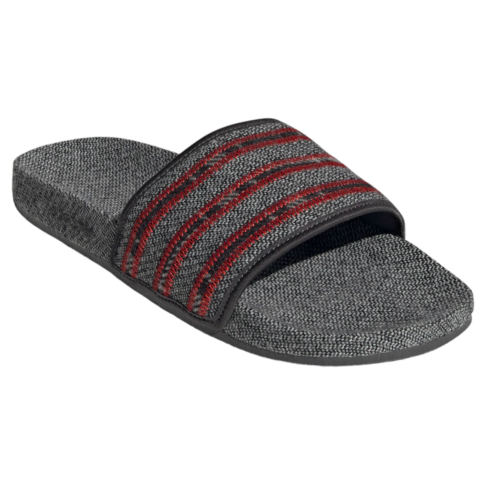 adidas Originals Adilette Textile Slides - Vivid Red / Grey - Image 2