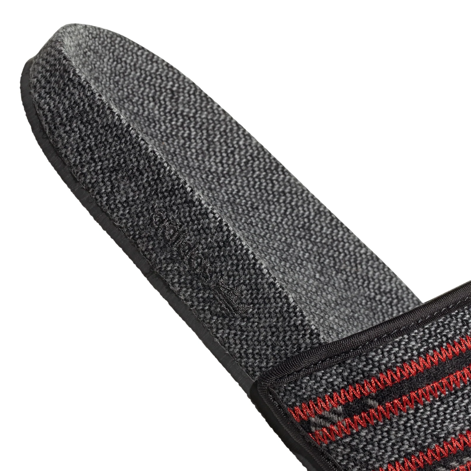 adidas Originals Adilette Textile Slides - Vivid Red / Grey - Image 5