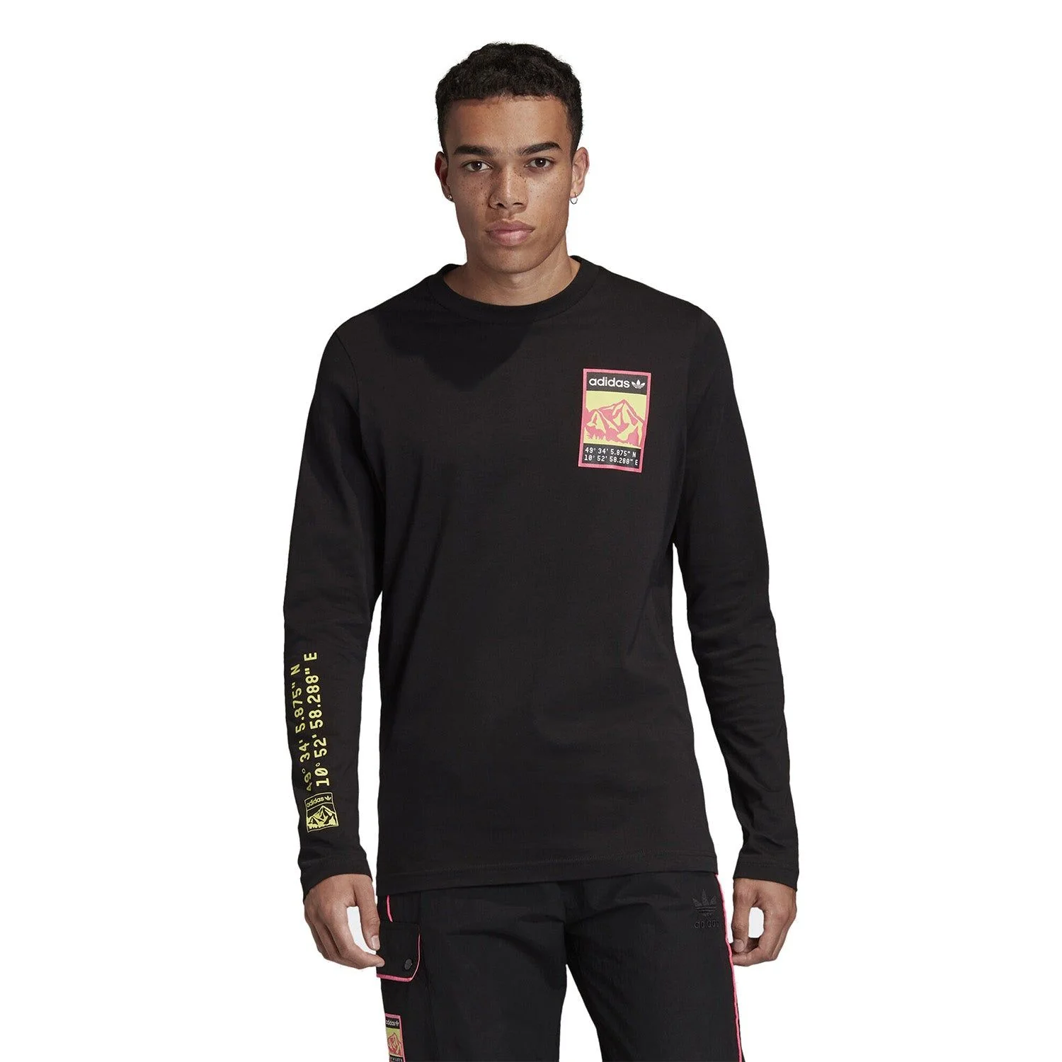 adidas Originals adiplore Long Sleeved Graphic T Shirt - Black - Image 3