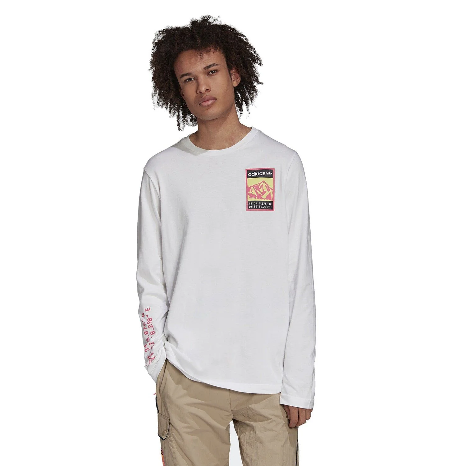 adidas Originals adiplore Long Sleeved Graphic T Shirt - White - Image 3