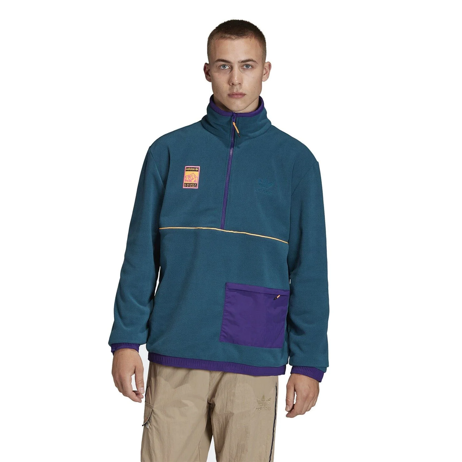 adidas Originals Adiplore Polar Fleece Top - Green - Image 3