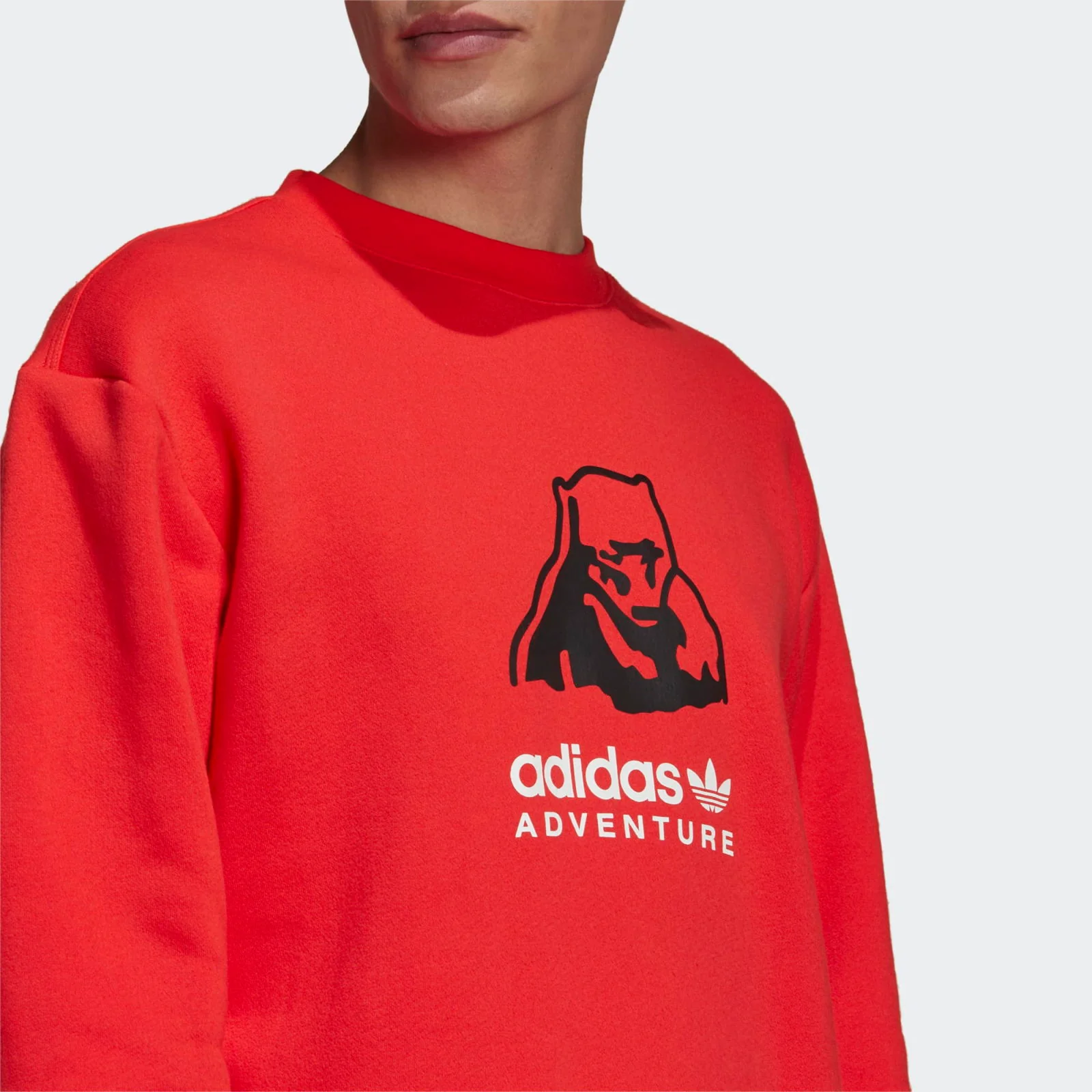 adidas Originals Adventure ADV Polar Big Logo Crew Sweatshirt - Red - Image 4
