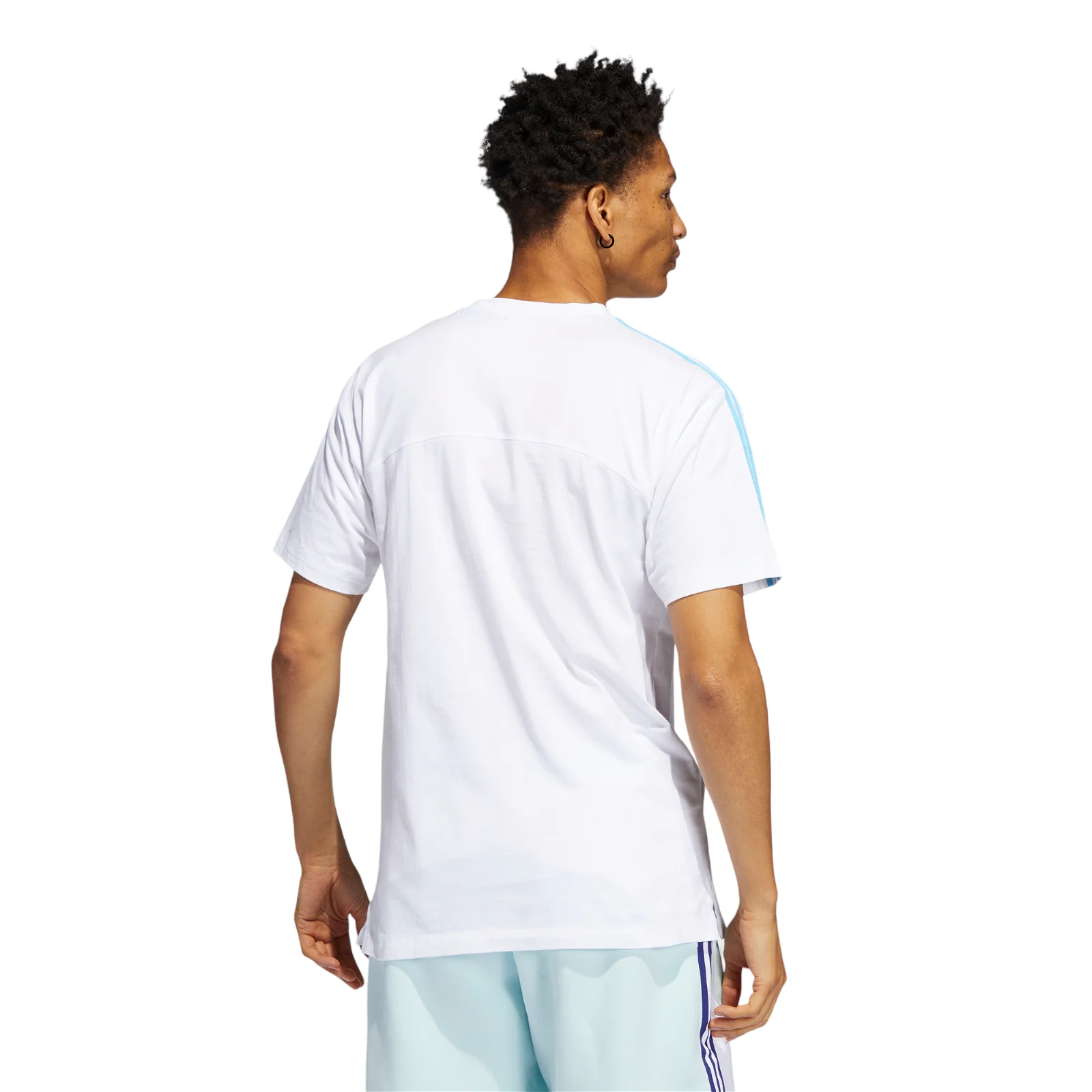 adidas Originals Blocked 3-Stripes Tee - Sky Rush / White - Image 3