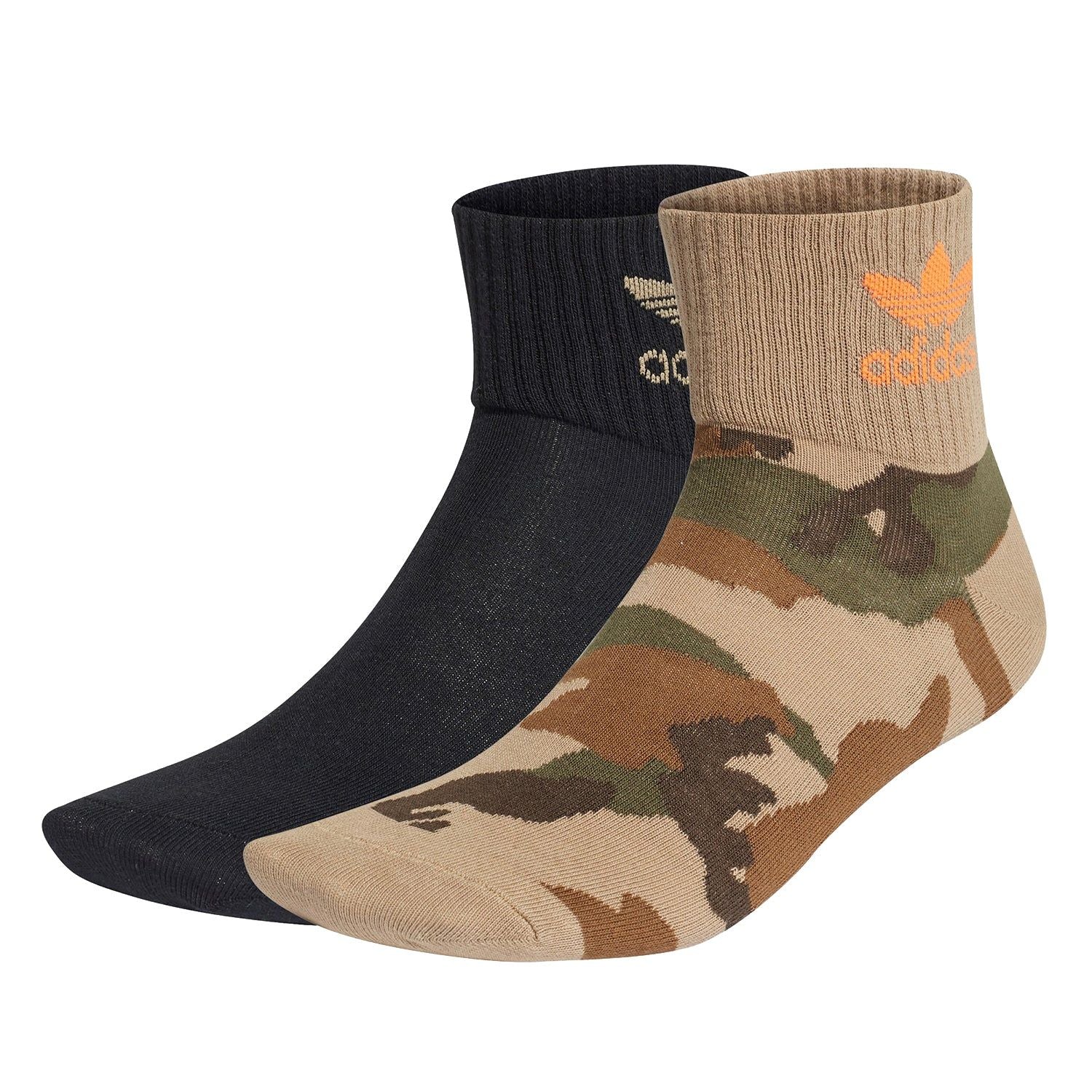 adidas Originals Camo Mid-Ankle Socks 2 Pairs - Black / Brown