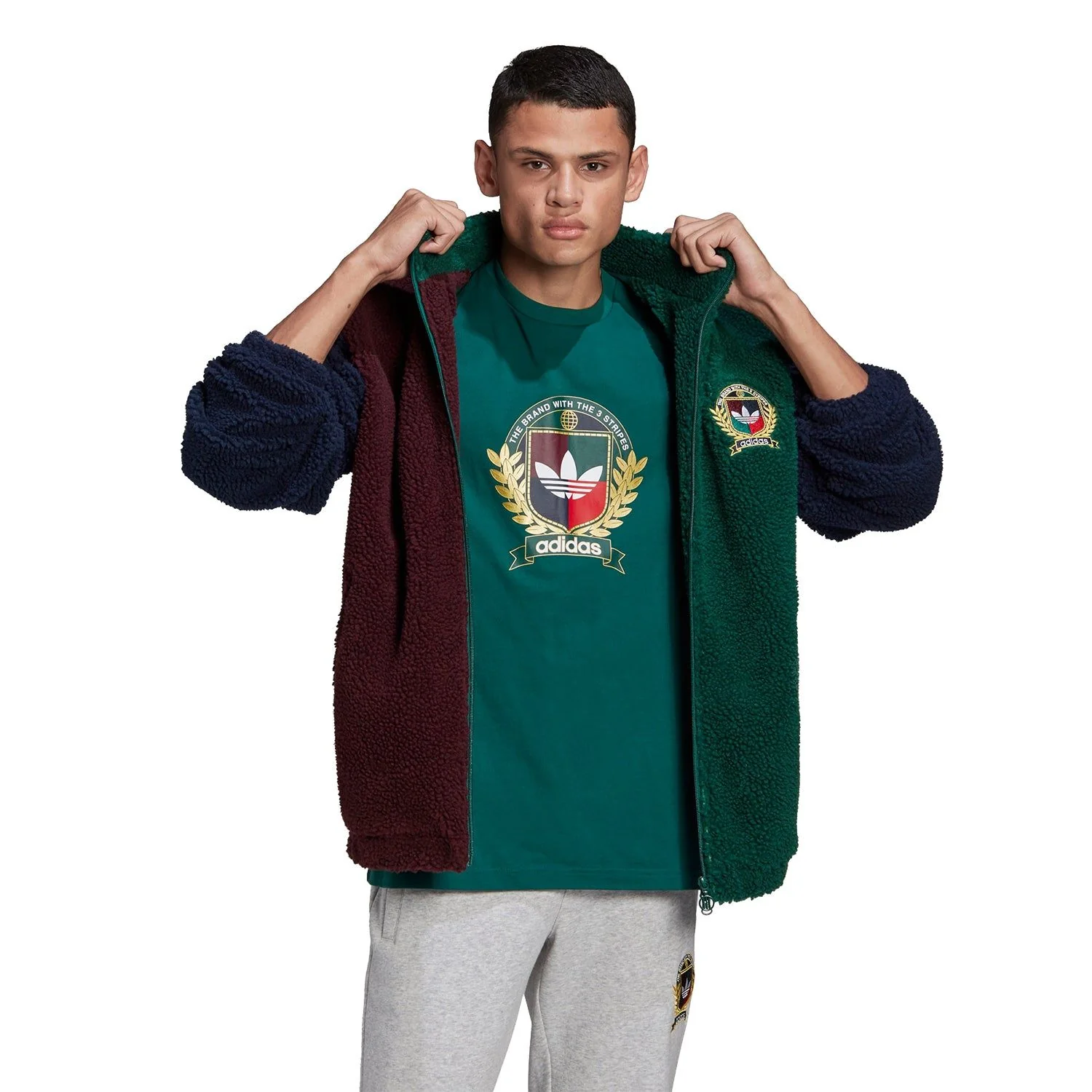 adidas Originals Collegiate Crest Fleece Jacket - Green - Image 2
