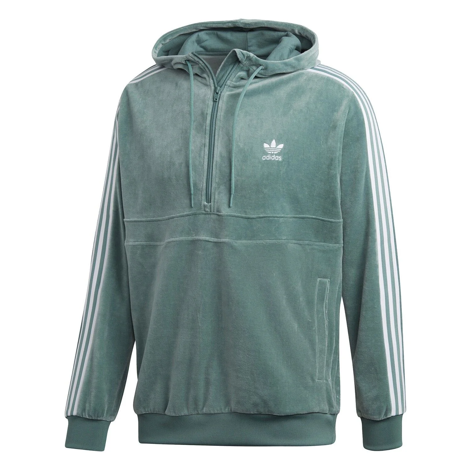 adidas Originals Cozy Half Zip Velour Hoodie - Vapour Steel