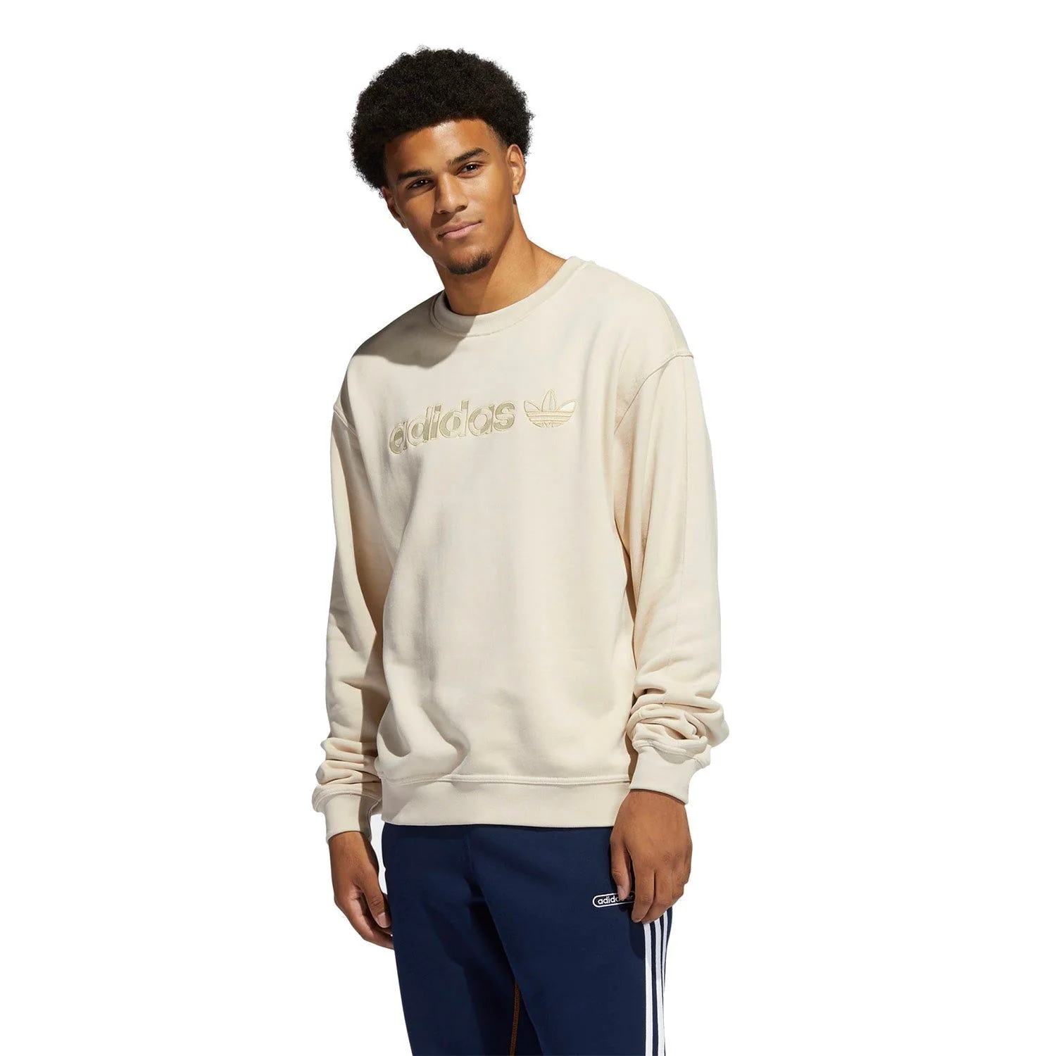adidas Originals Embroidered Crew Sweatshirt - Beige