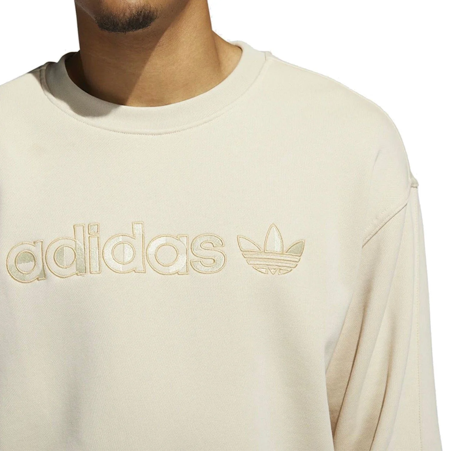 adidas Originals Embroidered Crew Sweatshirt - Beige - Image 3