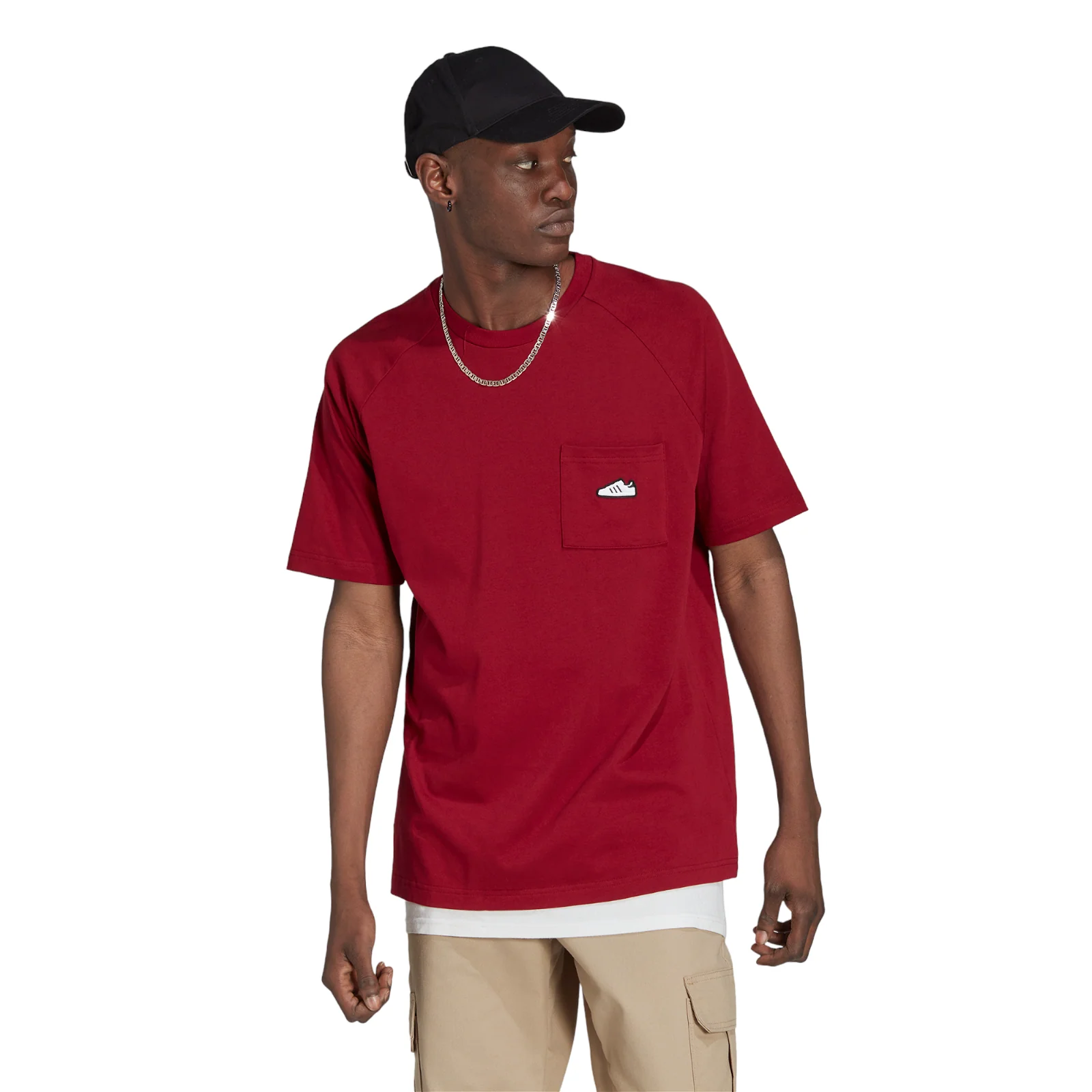adidas Originals Embroidered Superstar Pocket T-Shirt - Collegiate Burgundy - Image 2