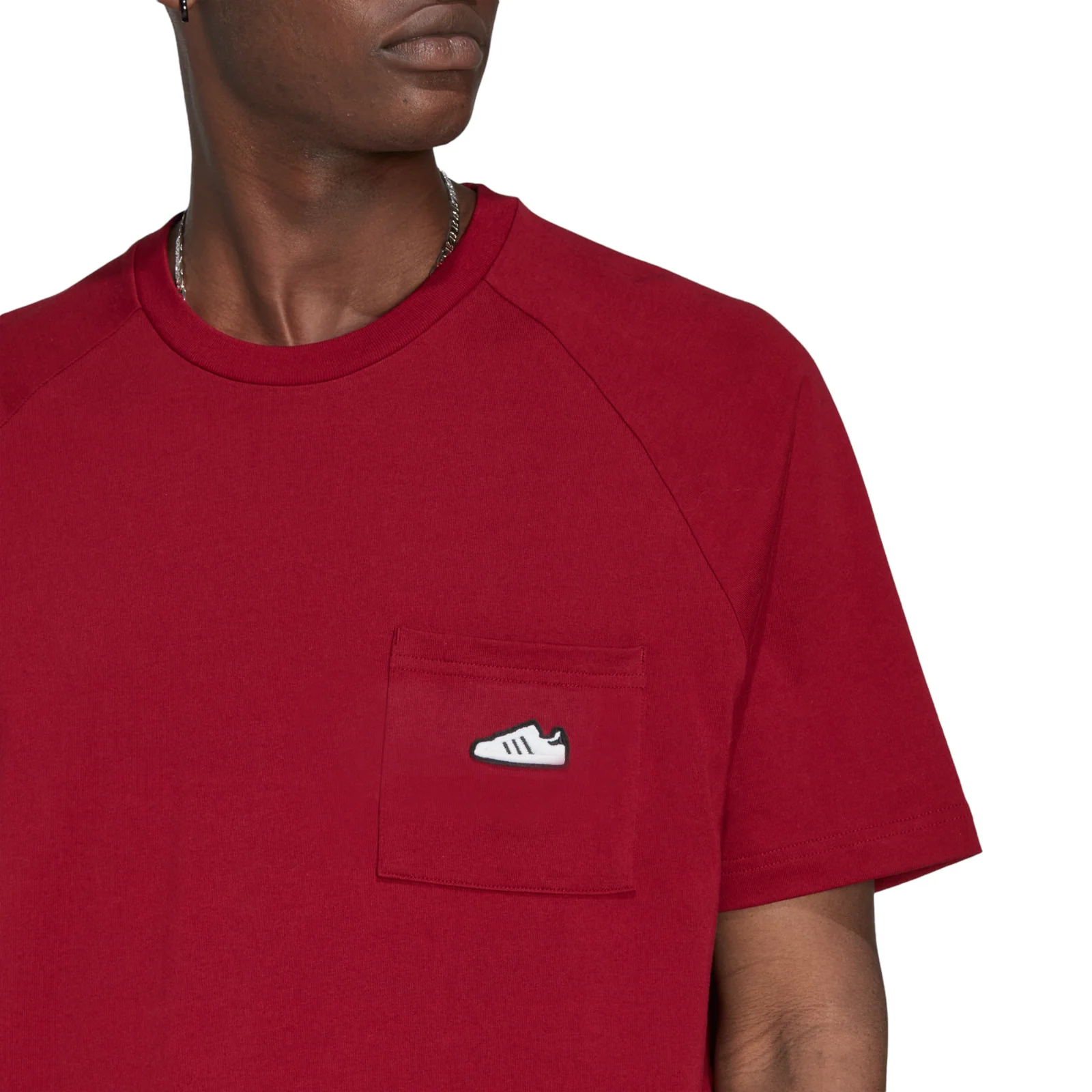 adidas Originals Embroidered Superstar Pocket T-Shirt - Collegiate Burgundy - Image 5