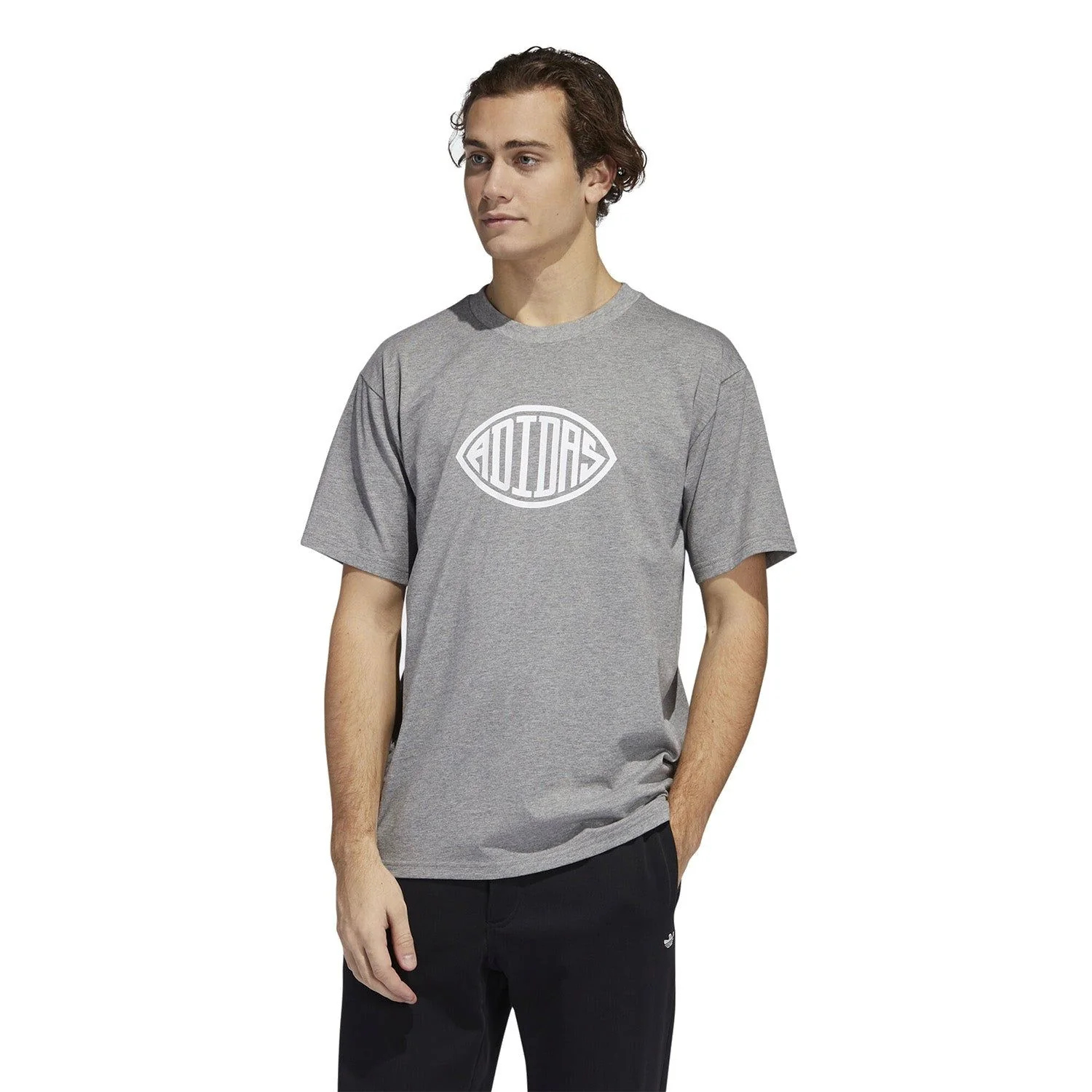 adidas Originals Football Logo T-Shirt - Grey - Image 3