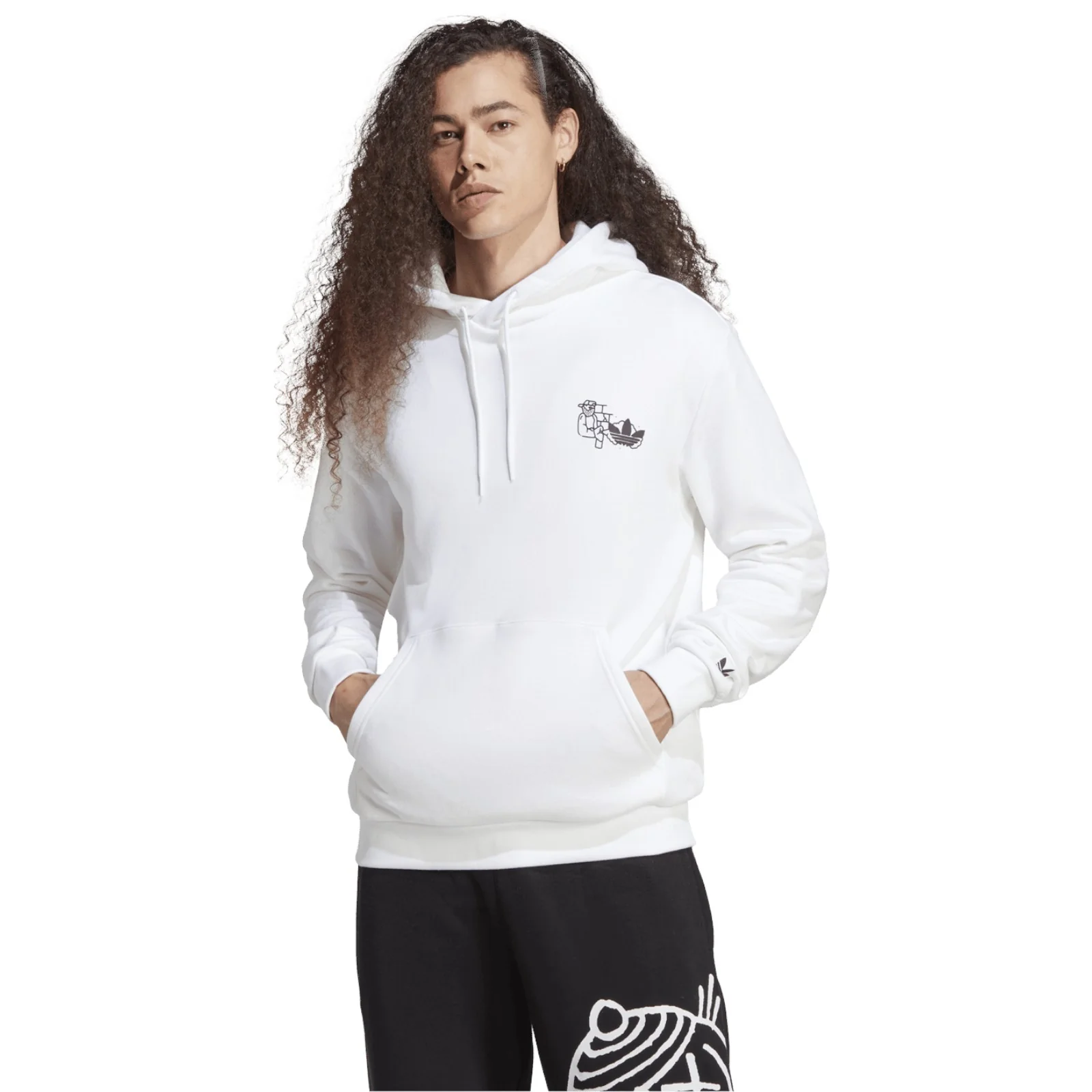 adidas Originals Fuzi Graffiti Graphic Hoodie - White - Image 3