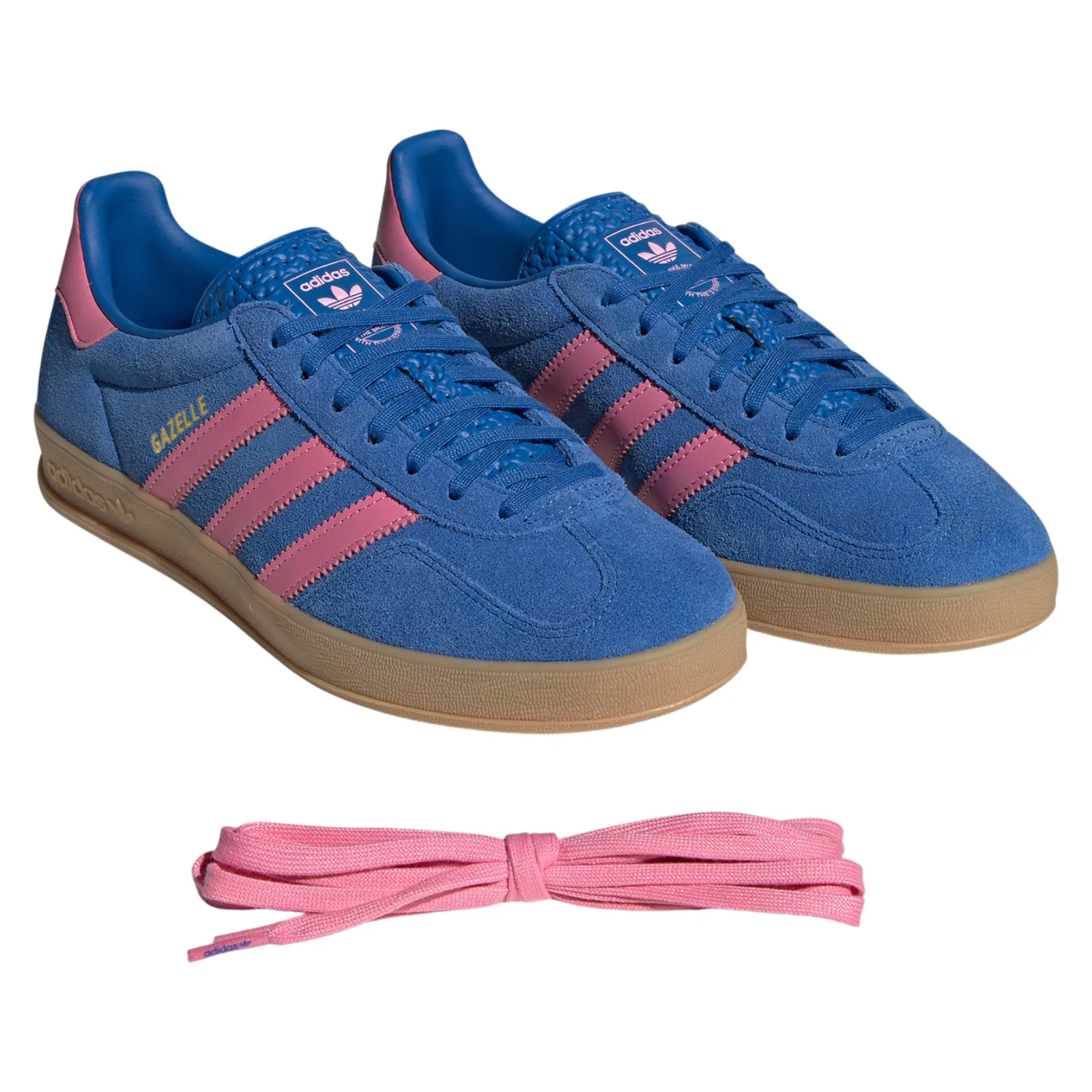 adidas Originals Gazelle Indoor Shoes - Blue / Bliss Pink / Gum - Image 6