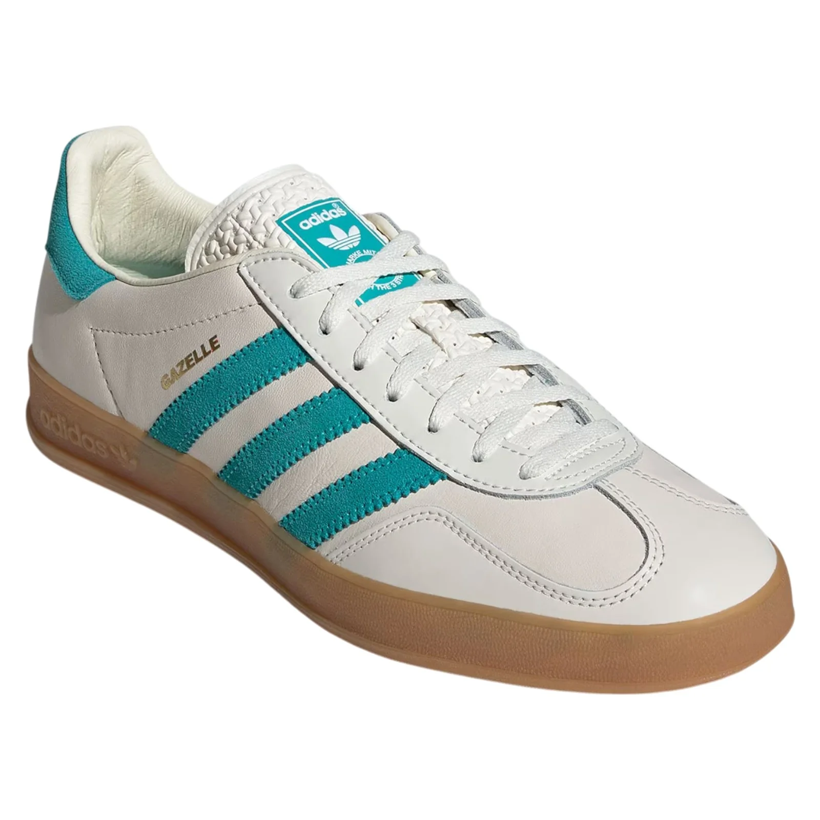 adidas Originals Gazelle Indoor Shoes - Chalk White / Turquoise - Image 2