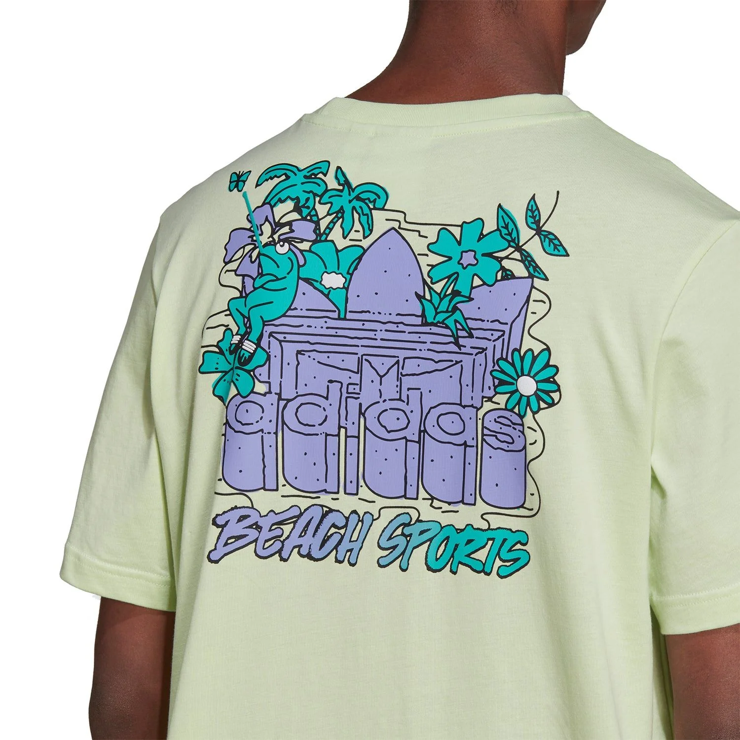 adidas Originals Graphic Stoked Fish Flowers T-Shirt - Almost Lime - Image 3