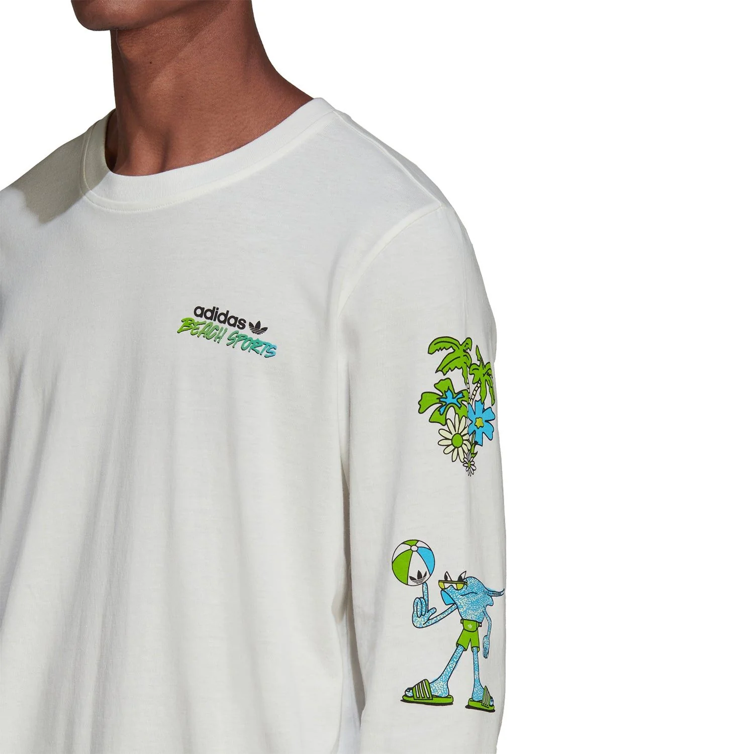 adidas Originals Graphic Stoked Fish Long Sleeve T-Shirt - White - Image 5