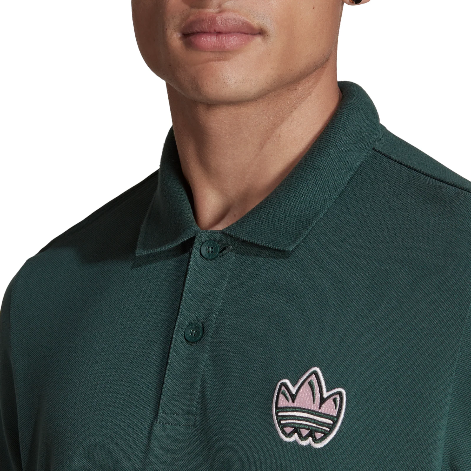 adidas Originals Graphics Campus Long Sleeve Polo Shirt - Green - Image 6