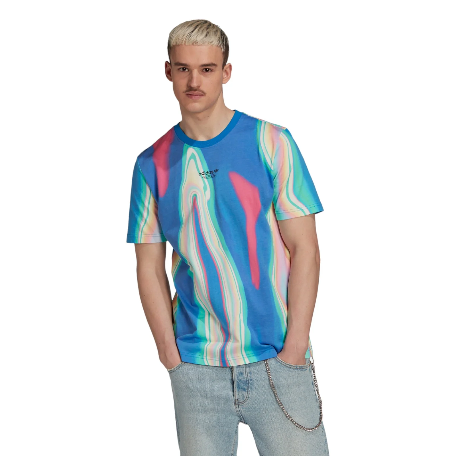 adidas Originals Hyperreal Allover Print Short Sleeve Tee - Blue - Image 2