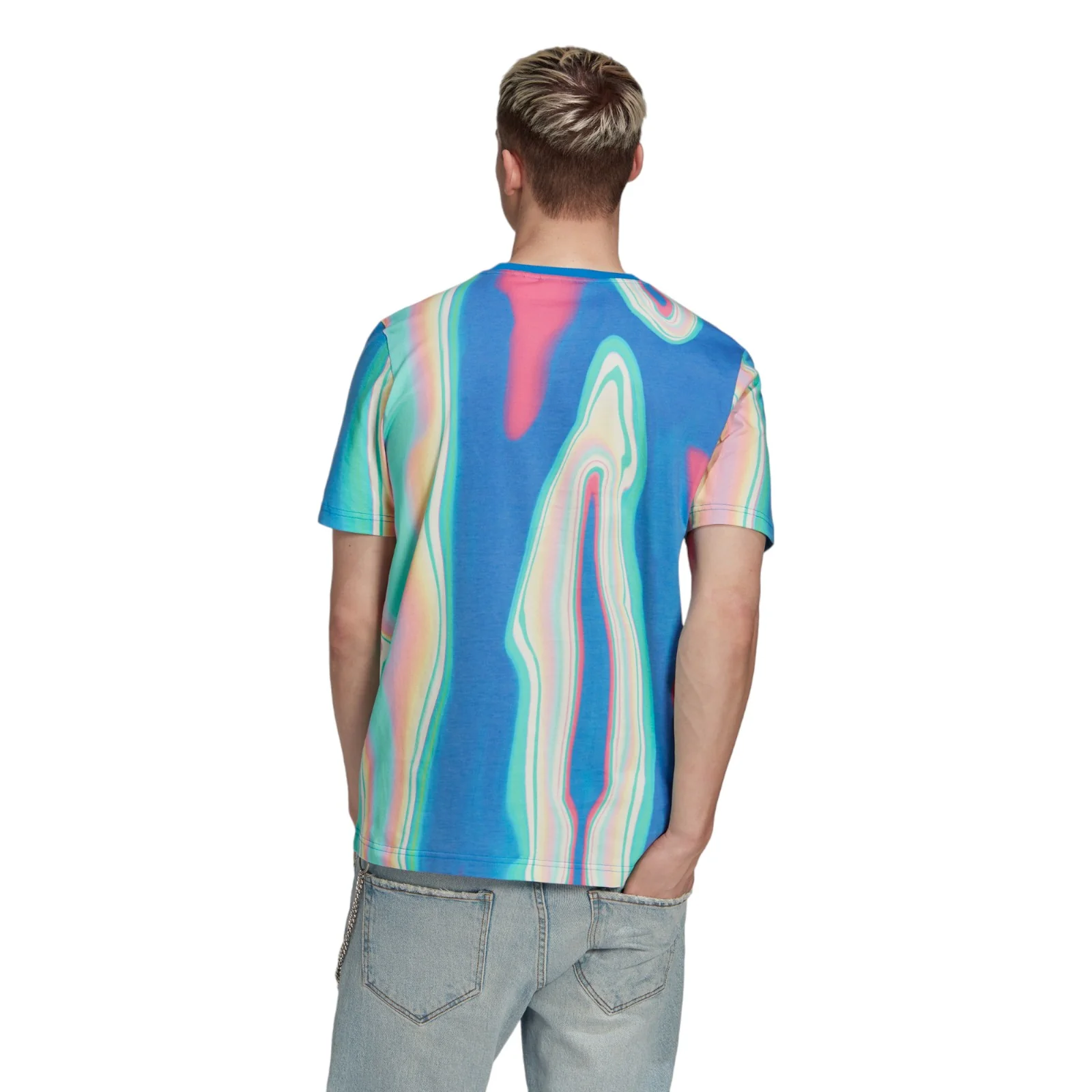 adidas Originals Hyperreal Allover Print Short Sleeve Tee - Blue - Image 3