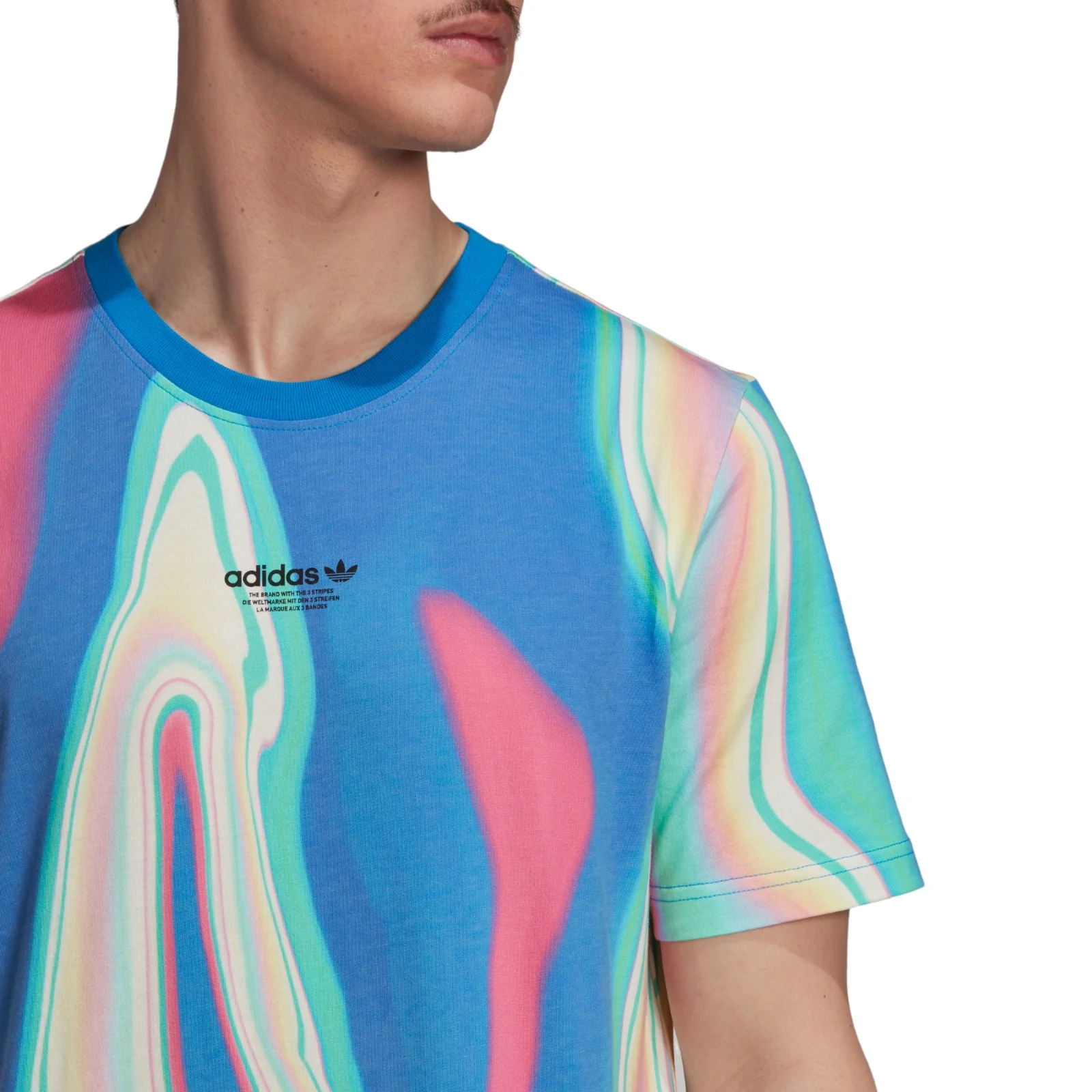 adidas Originals Hyperreal Allover Print Short Sleeve Tee - Blue - Image 4