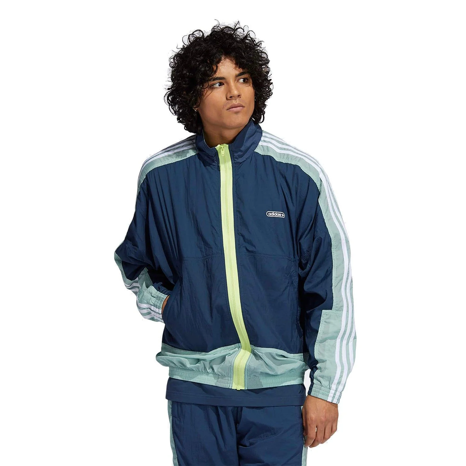 adidas Originals Lightweight Track Top - Crew Navy / Hazy Green - Image 2