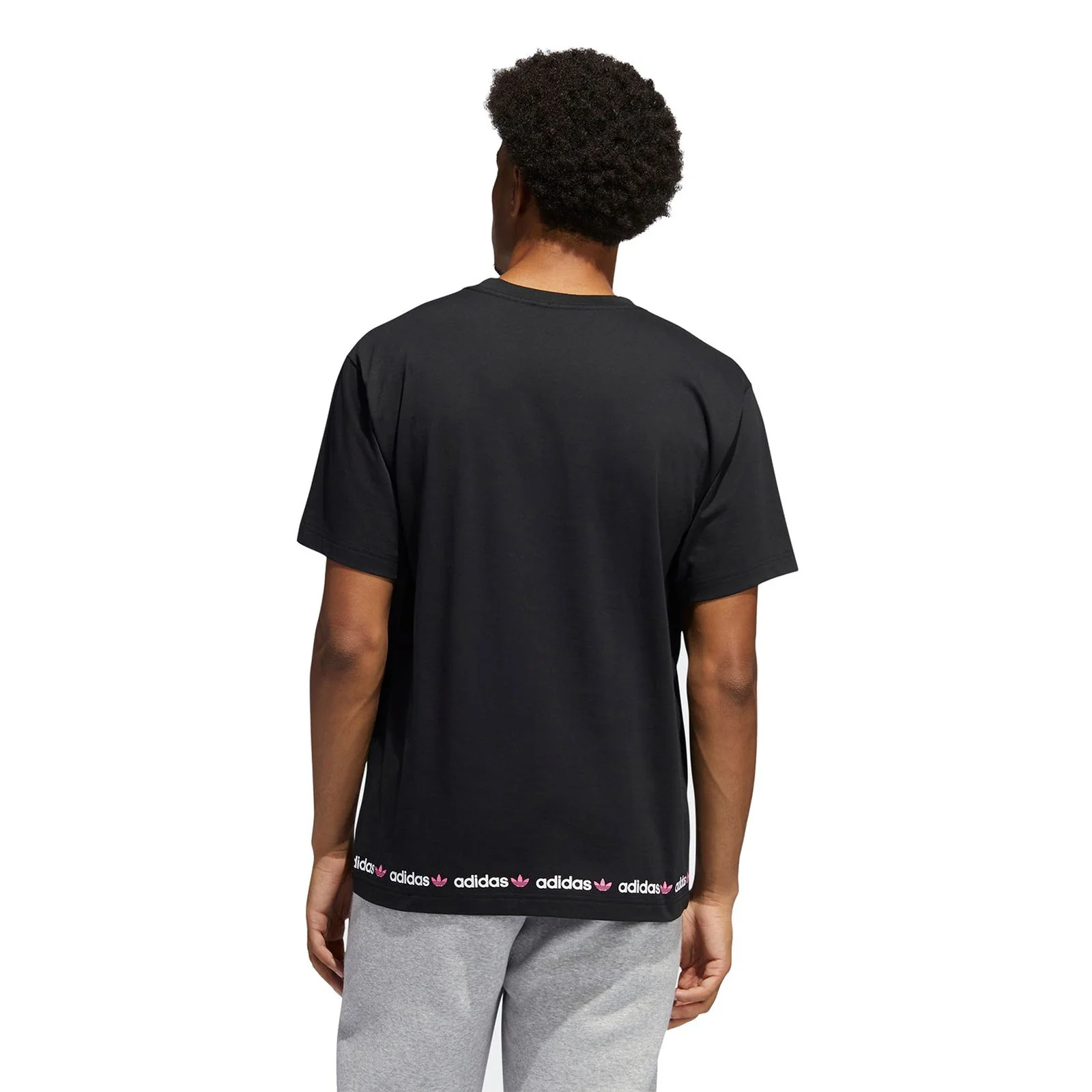 adidas Originals Linear Logo Repeat Short Sleeve Tee - Black - Image 3