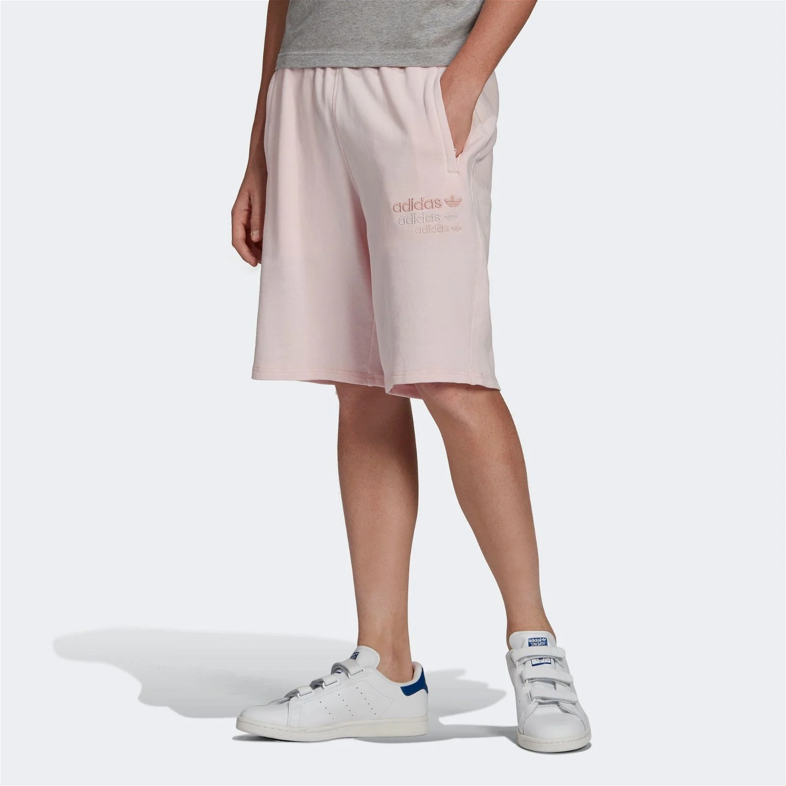adidas Originals Linear Logo Sweat Shorts - Halo Pink - Image 3
