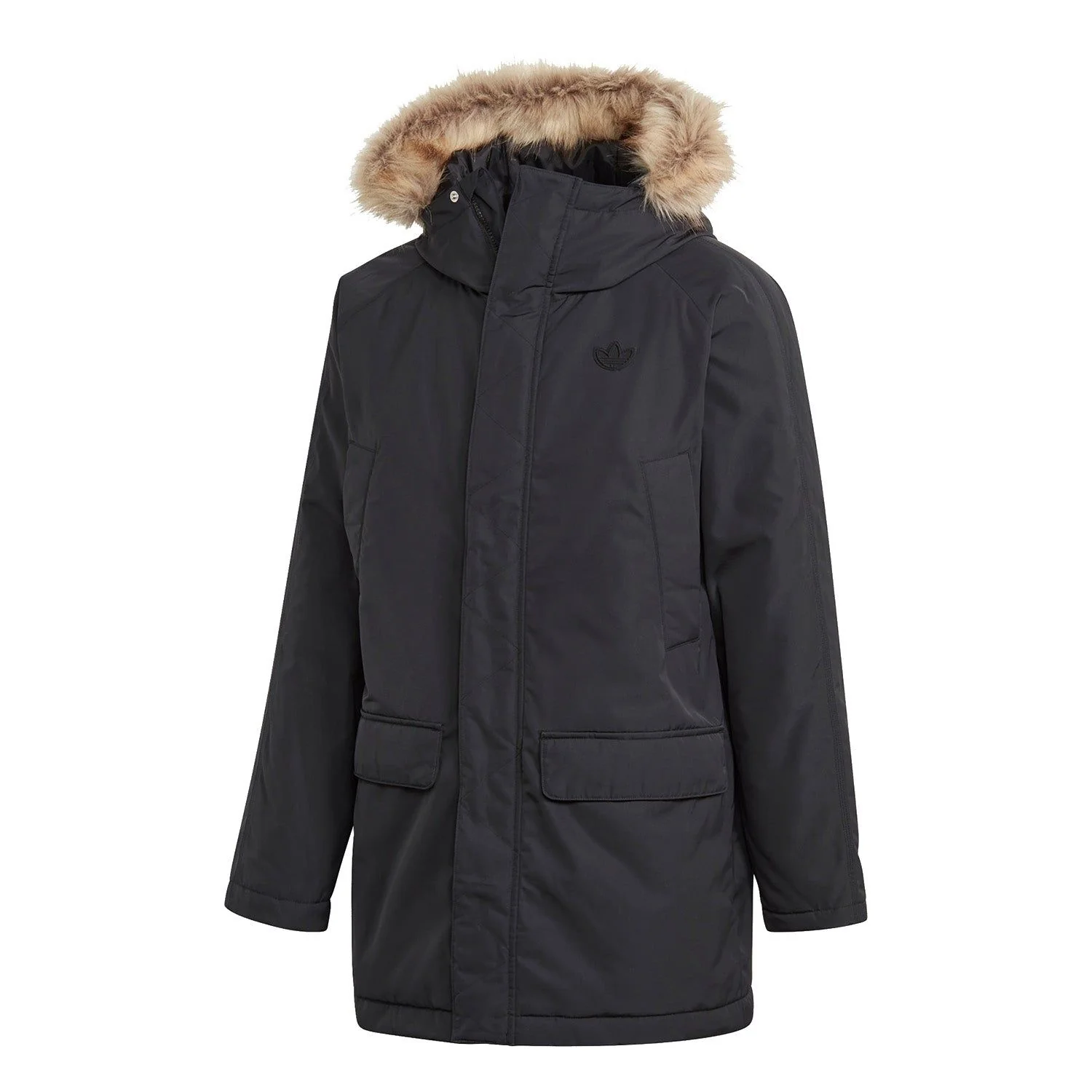 adidas Originals Long Fur Parka Coat - Black