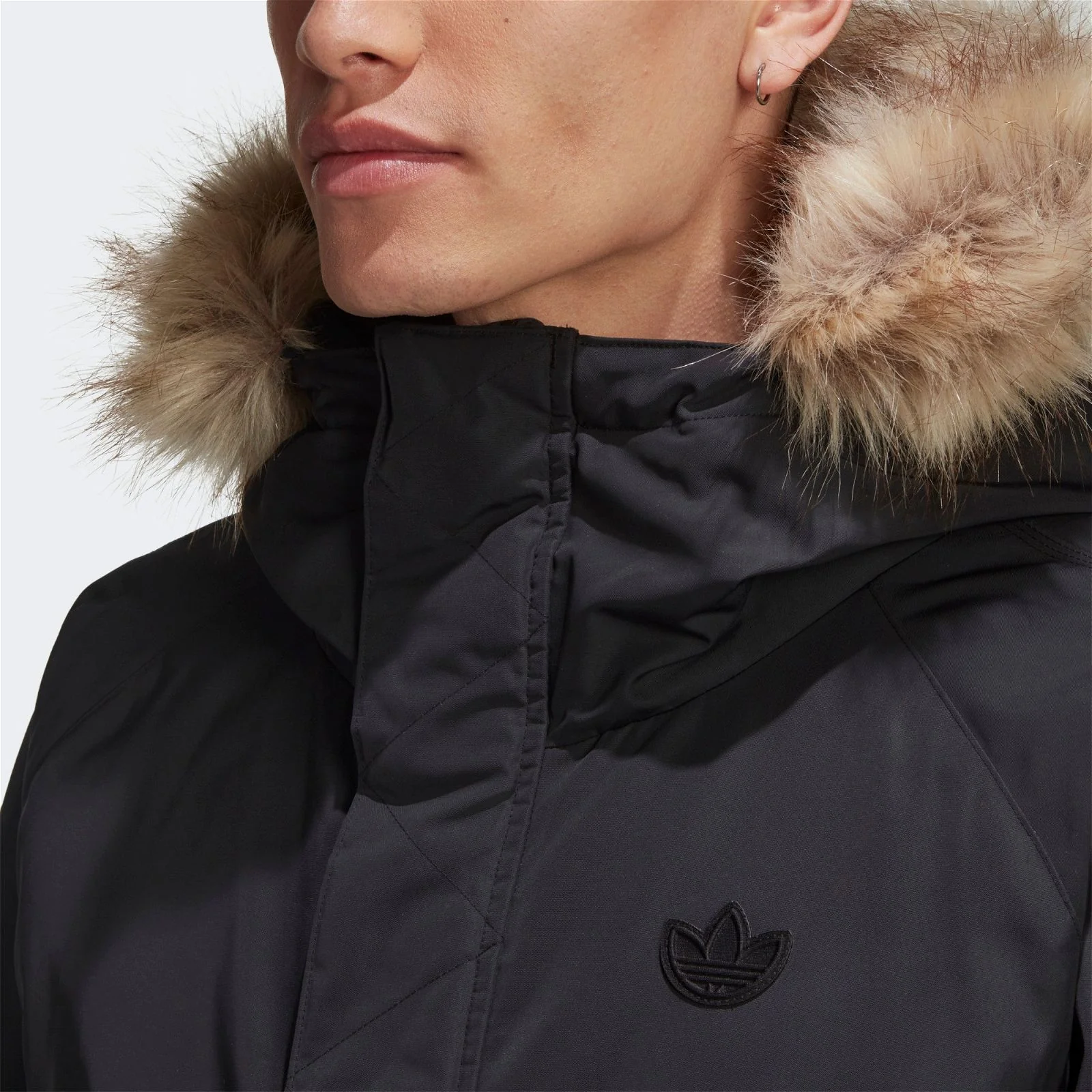 adidas Originals Long Fur Parka Coat - Black - Image 6
