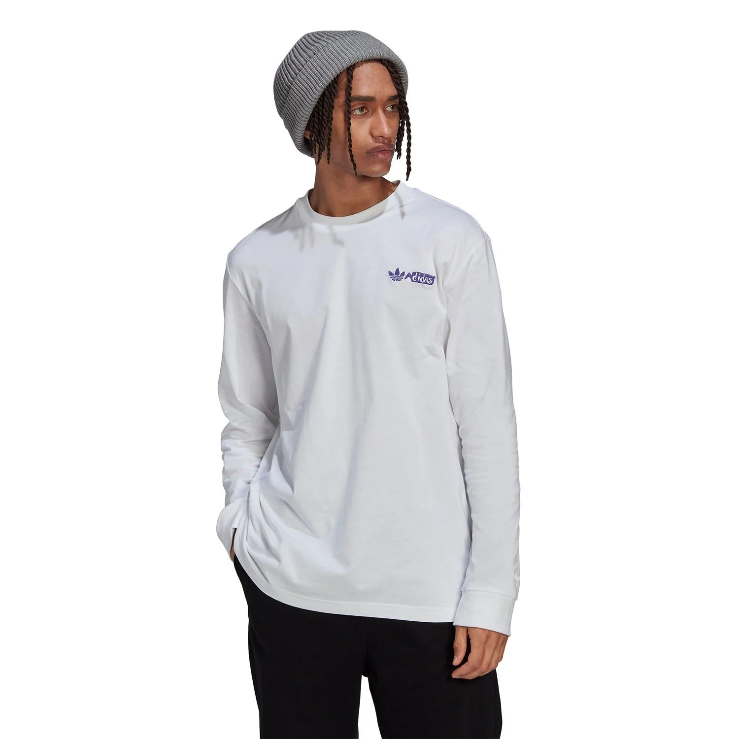 adidas Originals Long Sleeve Graphic Tee - White - Image 2