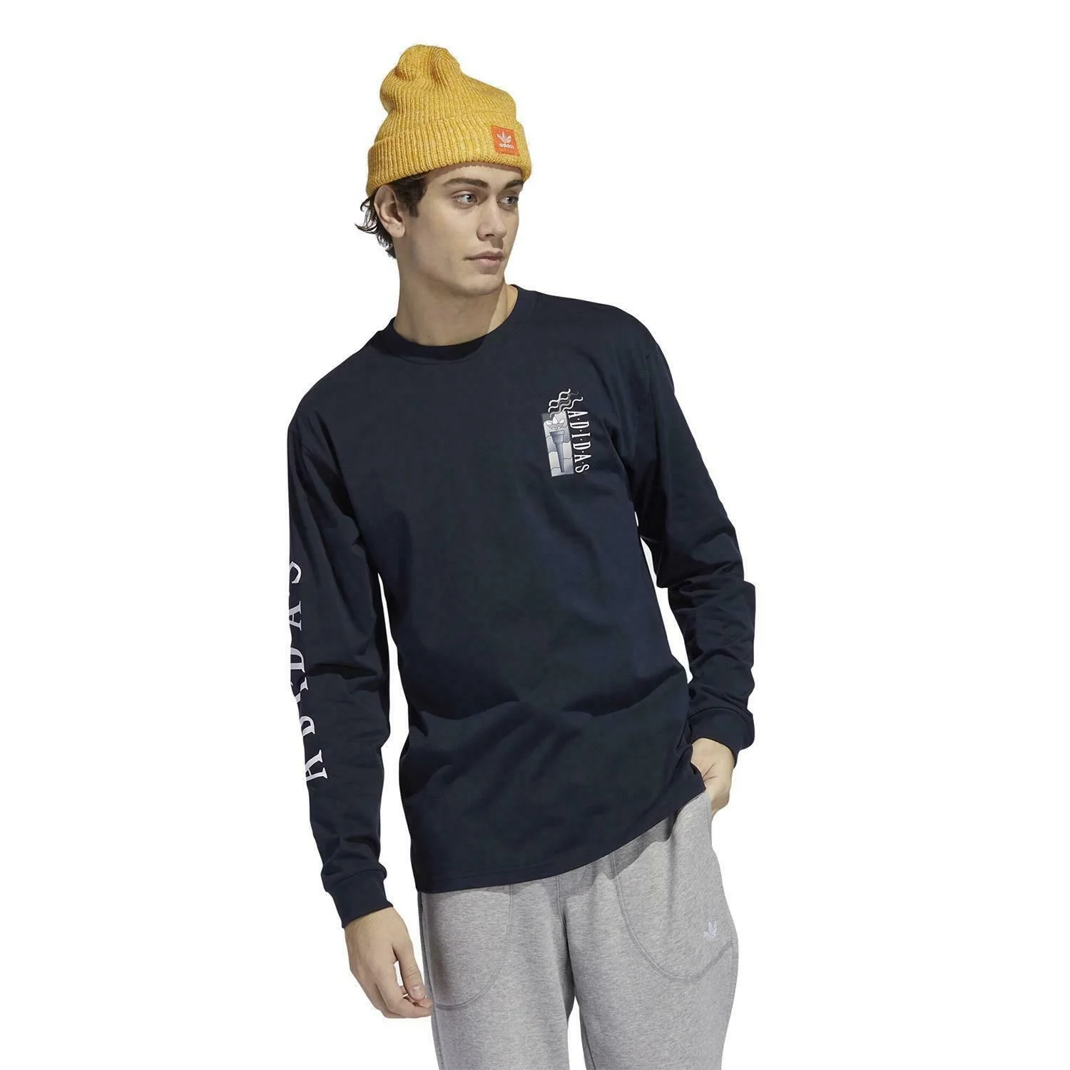 adidas Originals Long Sleeved Torch T Shirt - Navy - Image 3