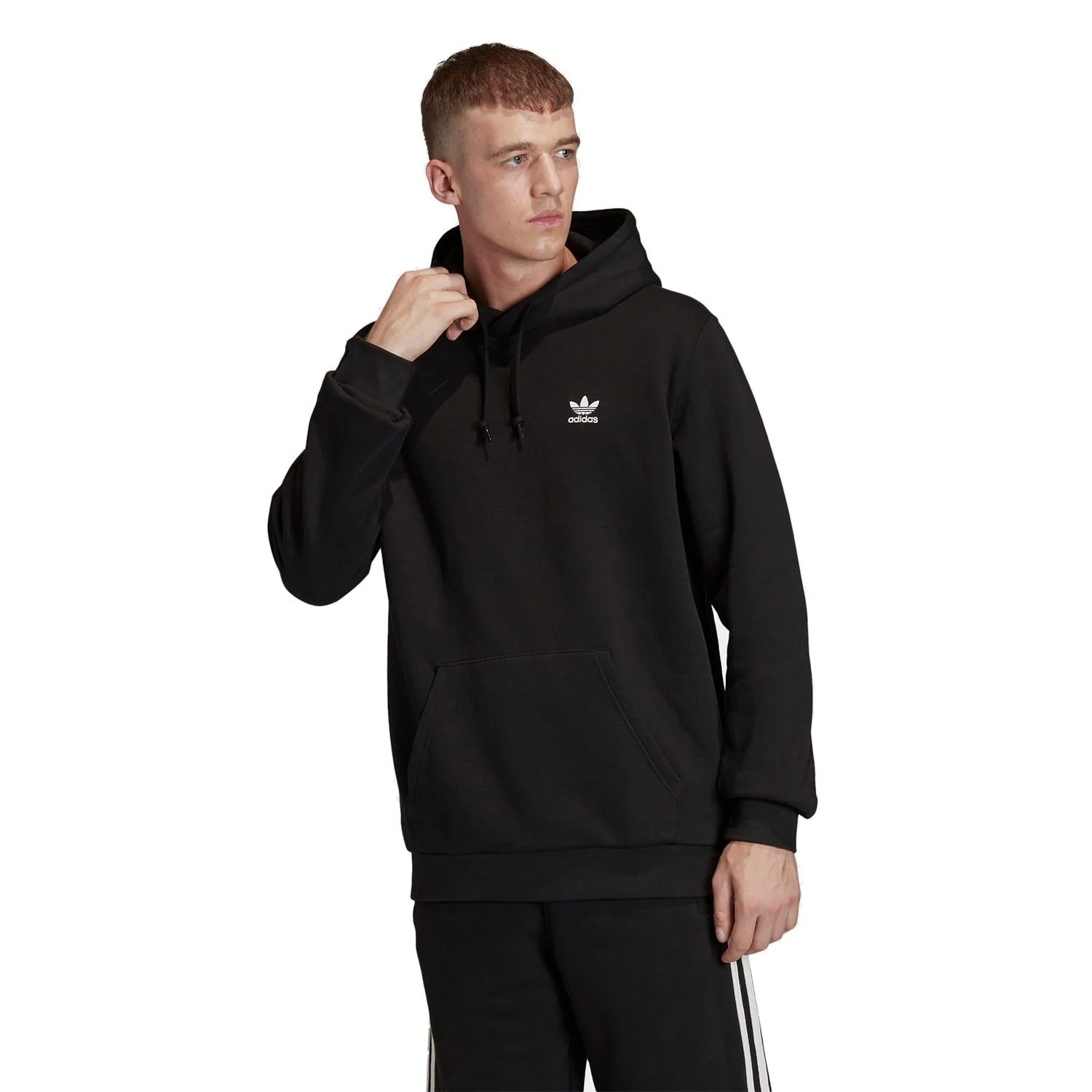 adidas Originals Loungewear Trefoil Essentials Hoodie - Black - Image 3