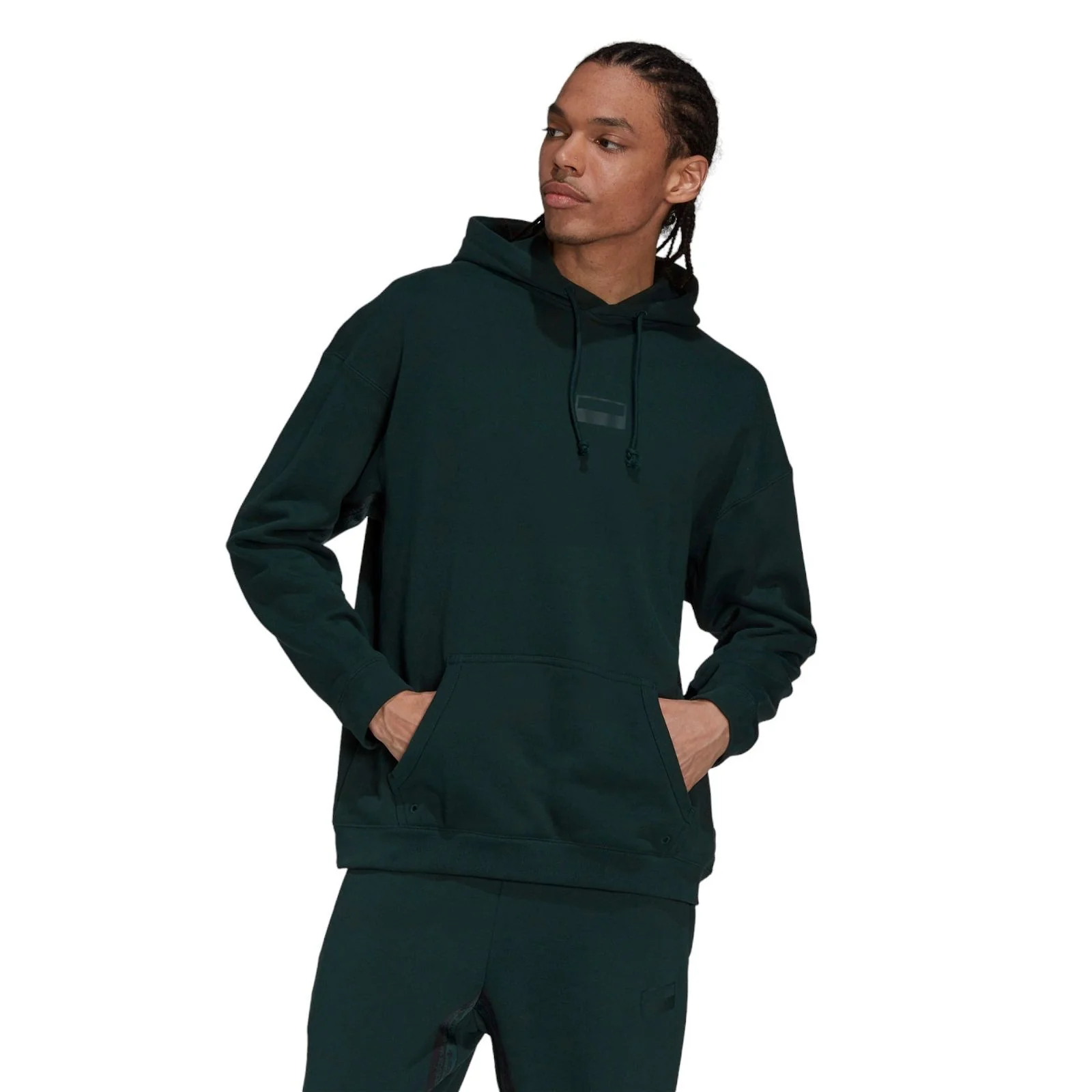 adidas Originals Mens R.Y.V. Loose Fit Hoodie - Green Night - Image 2