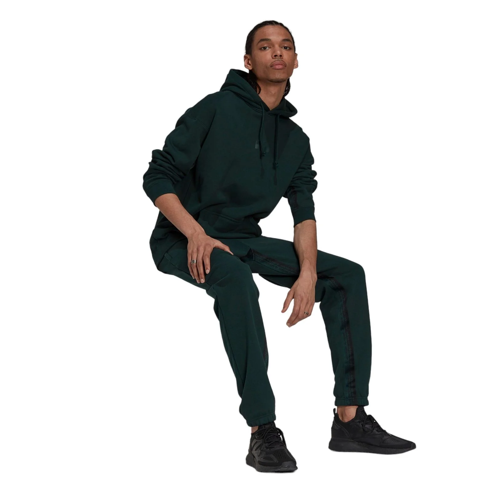 adidas Originals Mens R.Y.V. Loose Fit Hoodie - Green Night - Image 4