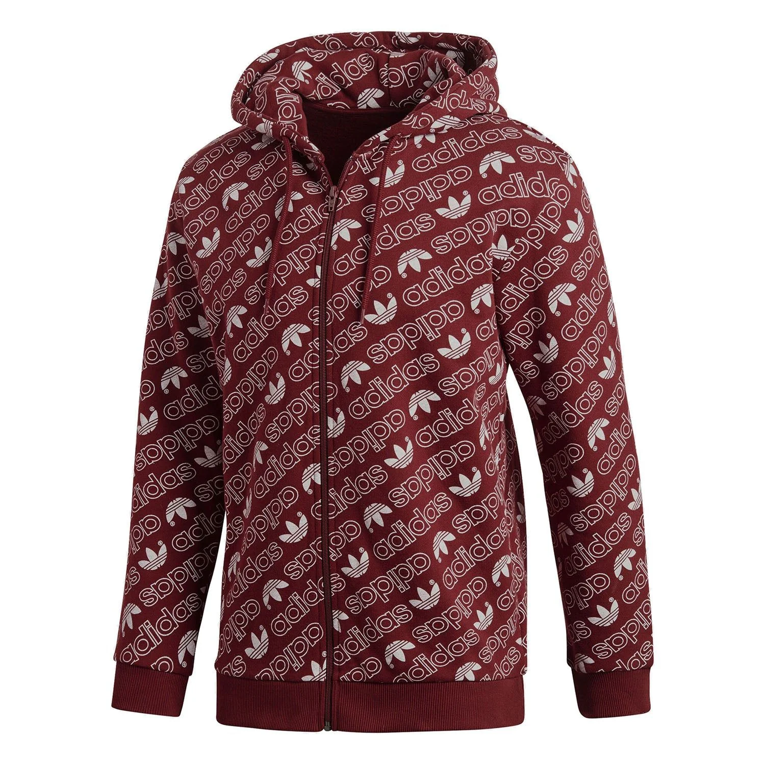 adidas Originals Monogram Full Zip Hoodie - Burgundy