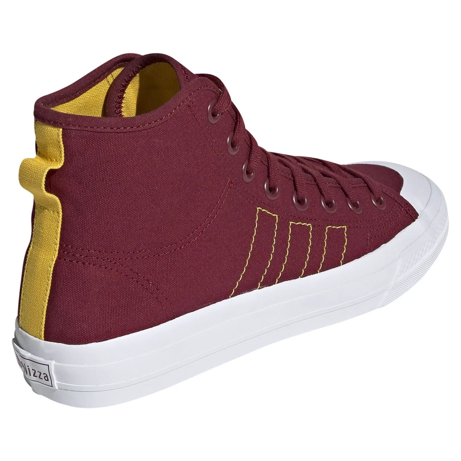 adidas Originals Nizza Hi RF Shoes - Burgundy/Yellow - Image 3