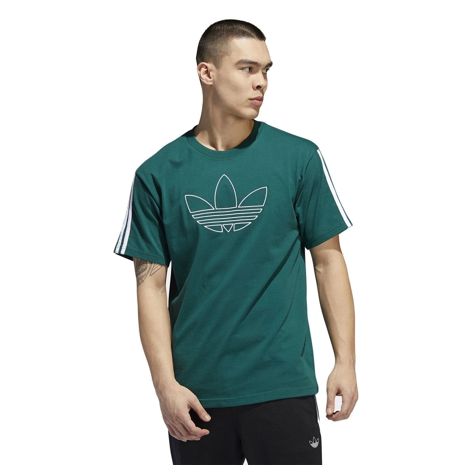 adidas Originals Outline Trefoil Tee - Green - Image 3