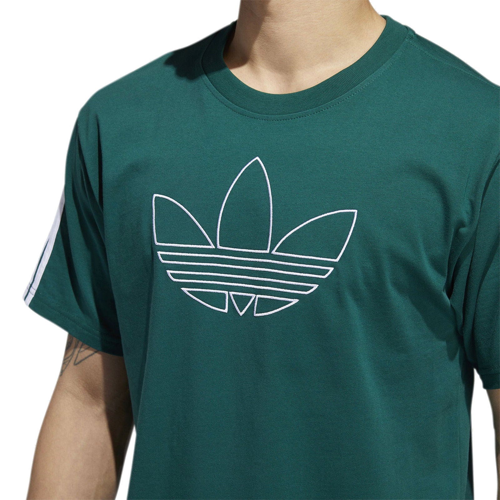 adidas Originals Outline Trefoil Tee - Green - Image 4