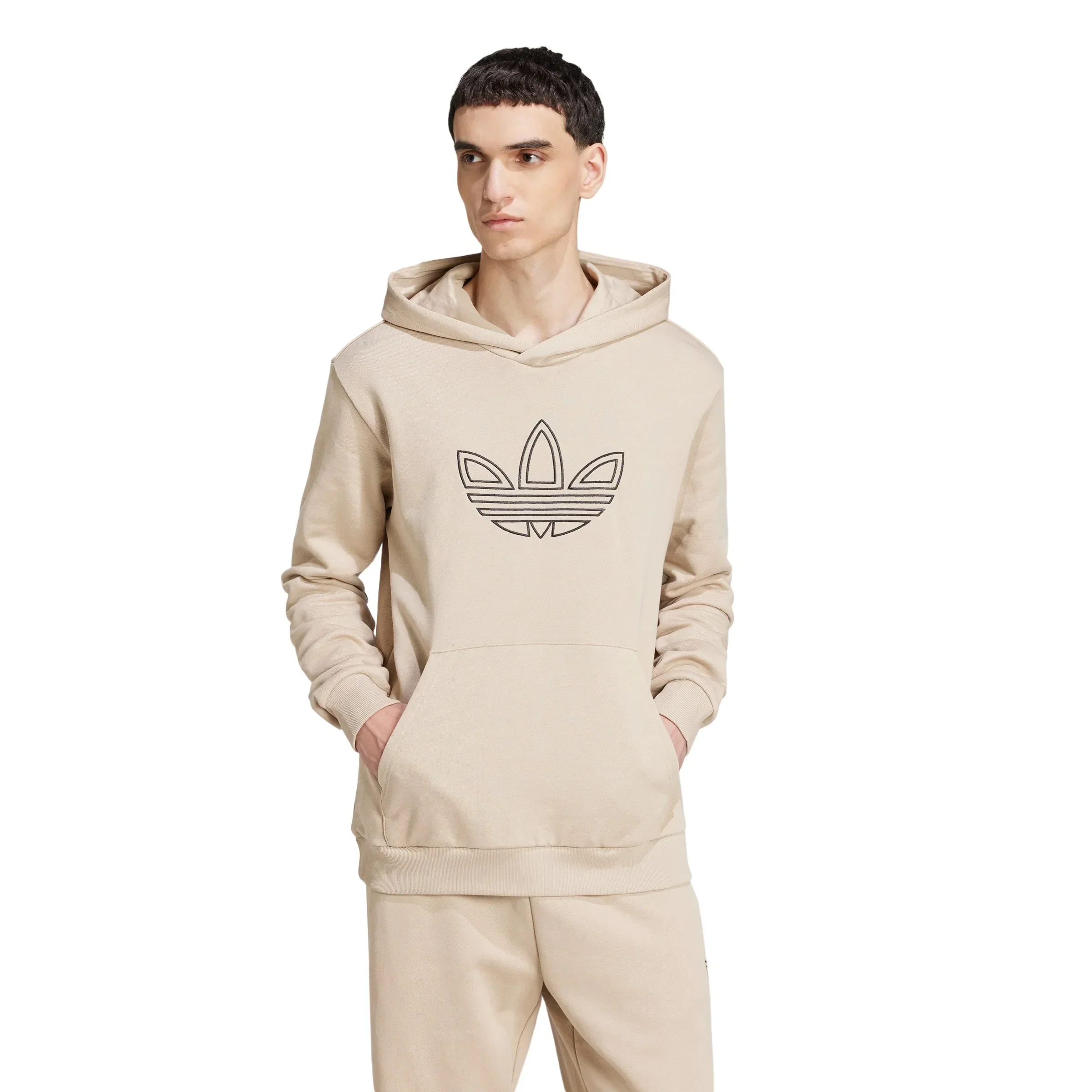 adidas Originals Outlined Trefoil Hoodie - Wonder Beige - Image 3